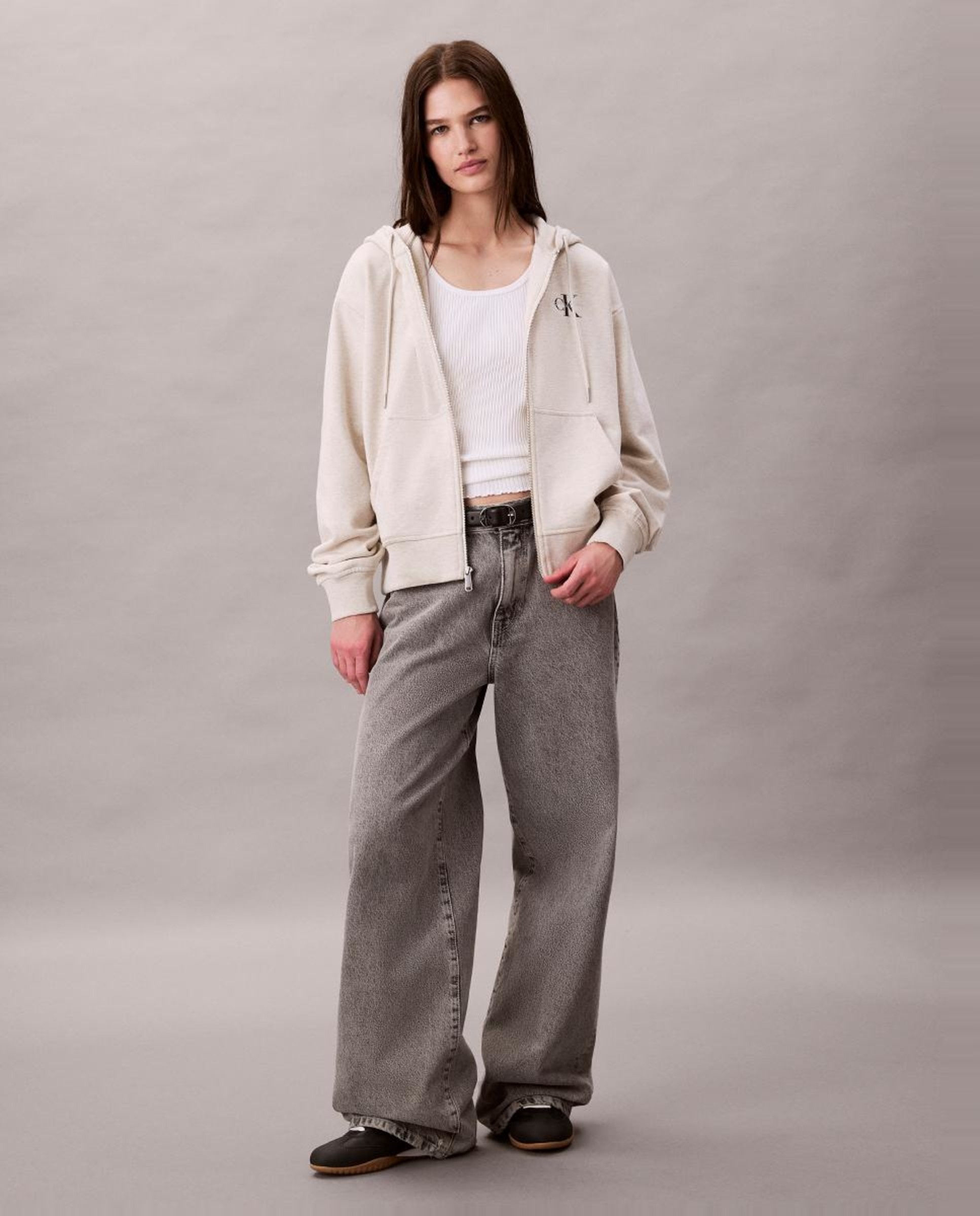 Sweatshirt com Capuz e Fecho de Correr Creme-3