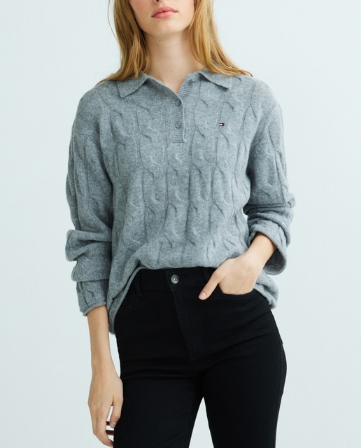 Imagen 0 de Jersey de mujer con cuello tipo polo y manga larga