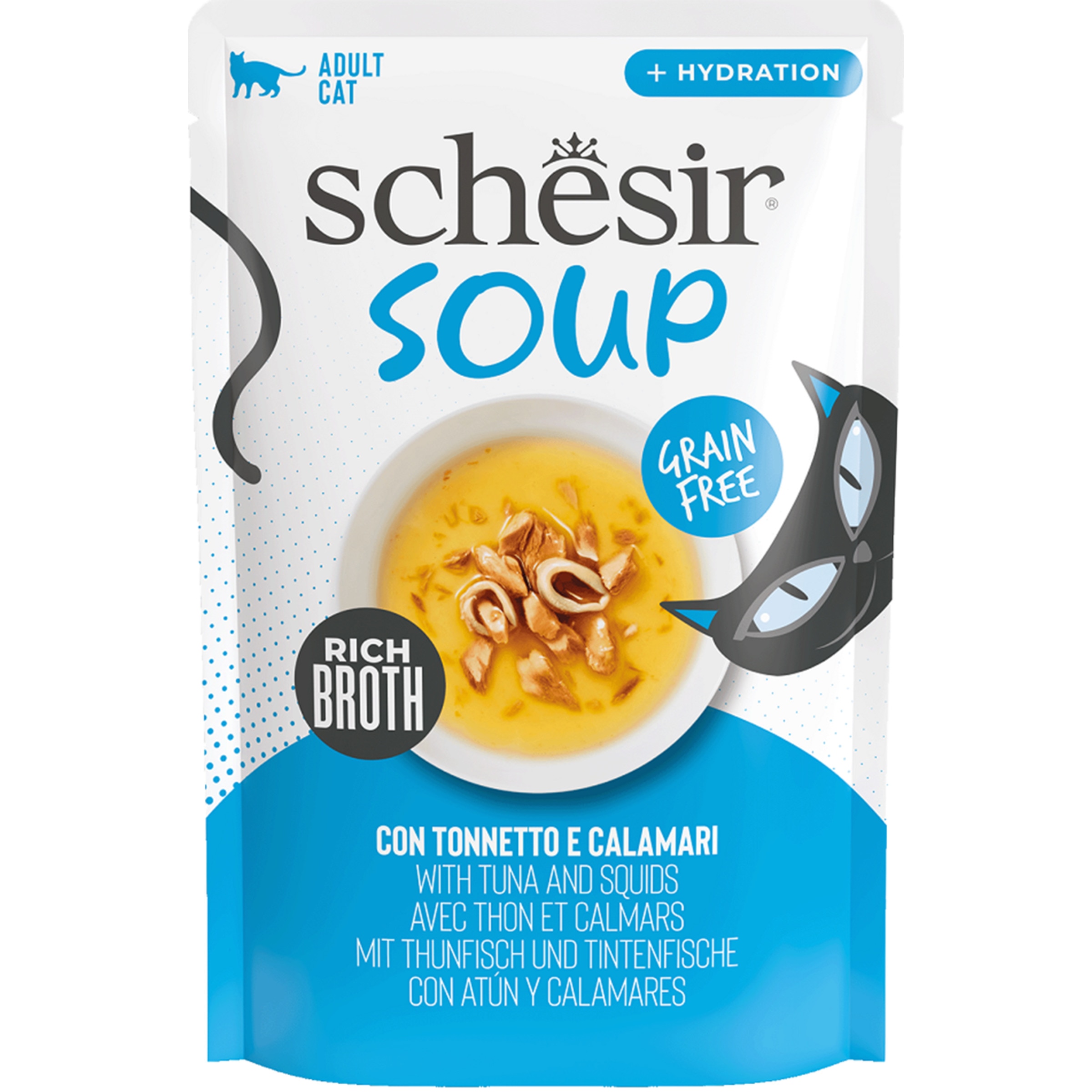 Alimento Húmido para Gato Sopa de Atum e Lula embalagem 40 g