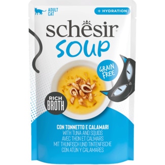 Alimento Húmido para Gato Sopa de Atum e Lula embalagem 40 g - Schesir