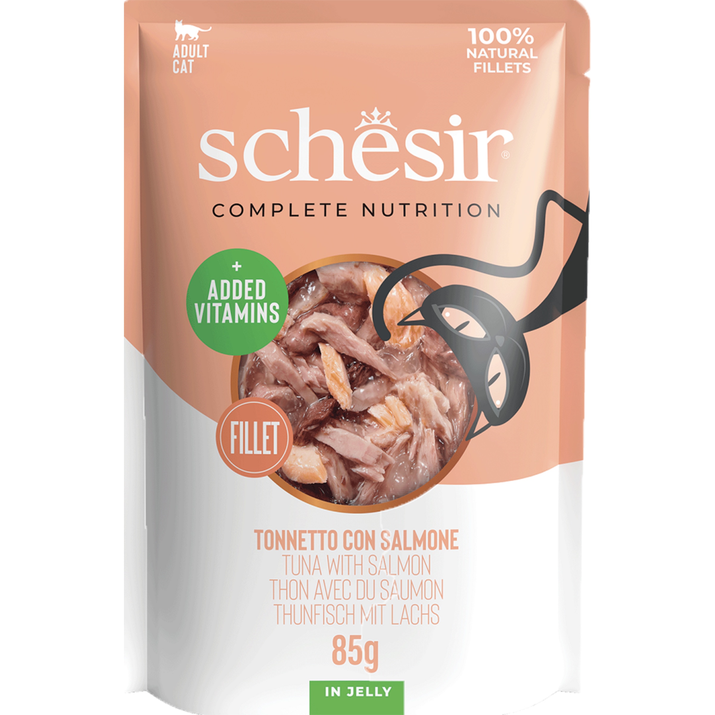 Alimento Húmido para Gato Atum e Salmão embalagem 85 g