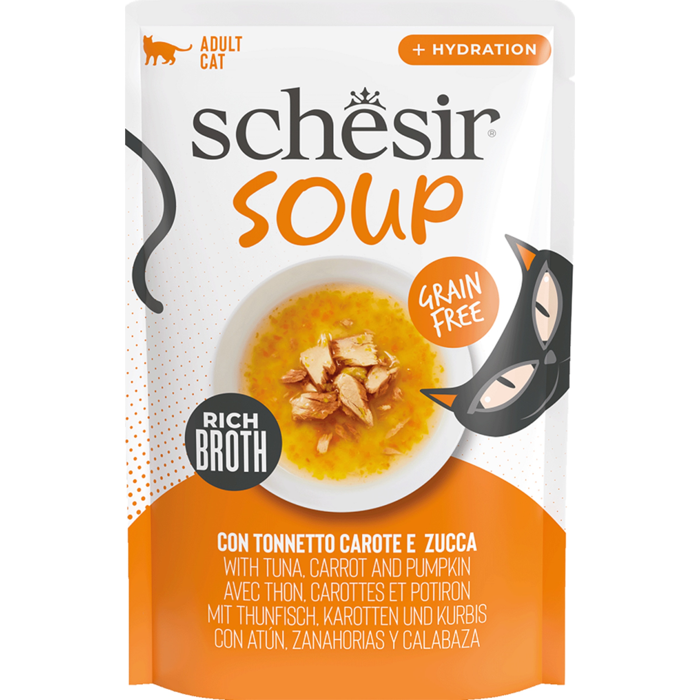 Alimento Húmido para Gato Sopa Atum e Abóbora embalagem 40 g