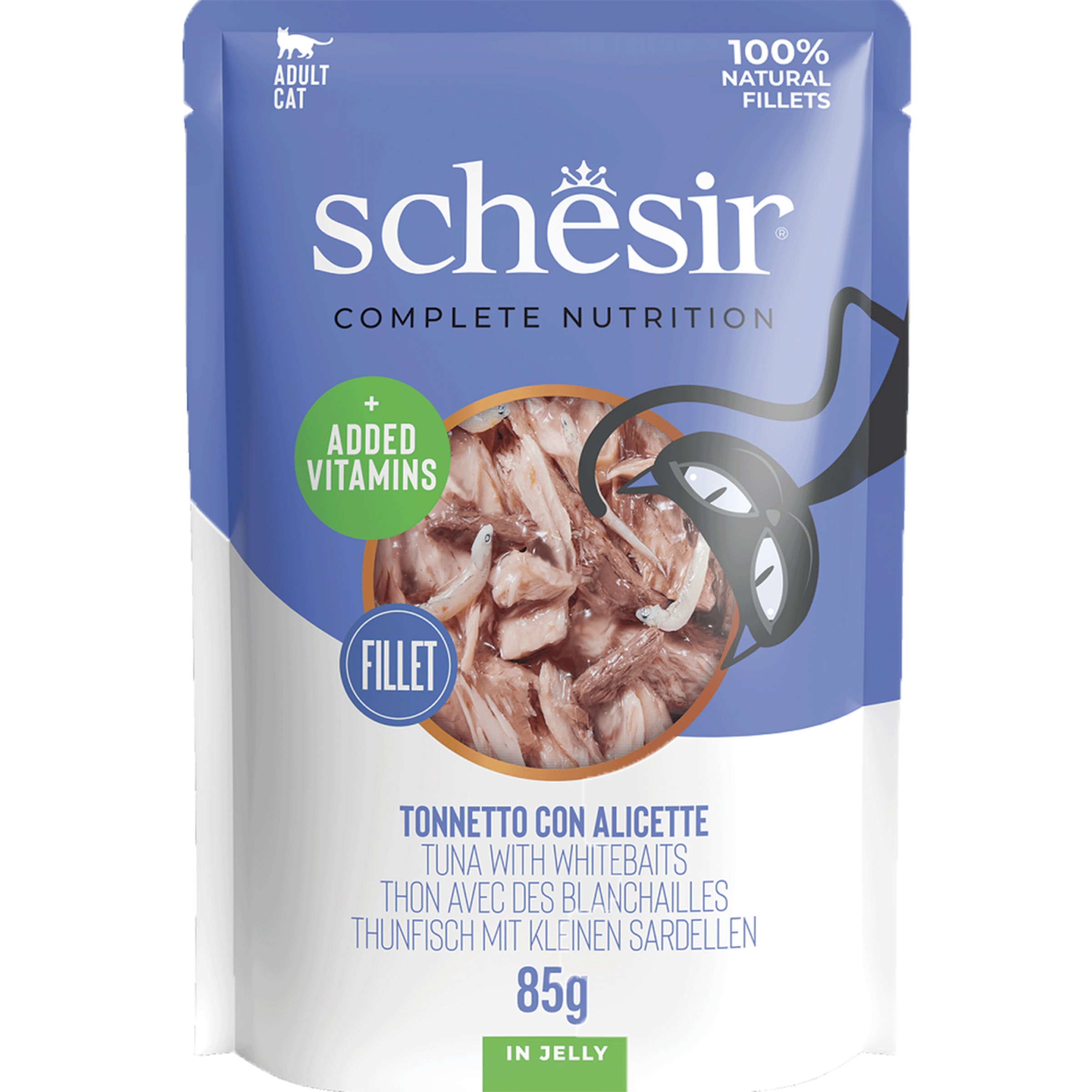 Alimento Húmido para Gato Atum e Anchovas embalagem 85 g
