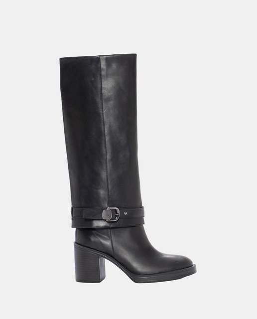 Imagem 0 de Botas Altas Mabel em Pele - Preto