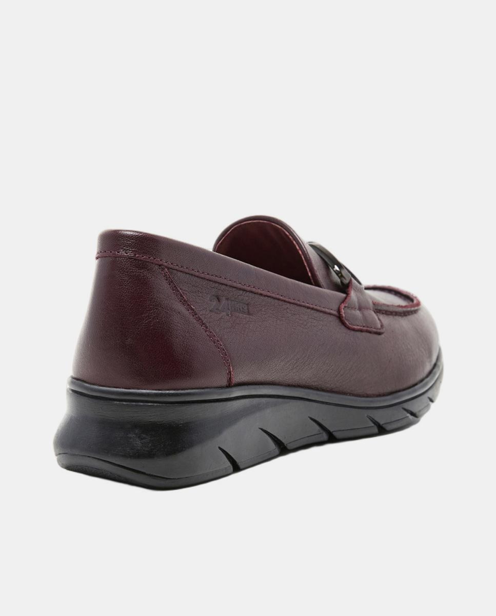 Mocassins em Pele com Sola de Borracha - Preto Vermelho-3