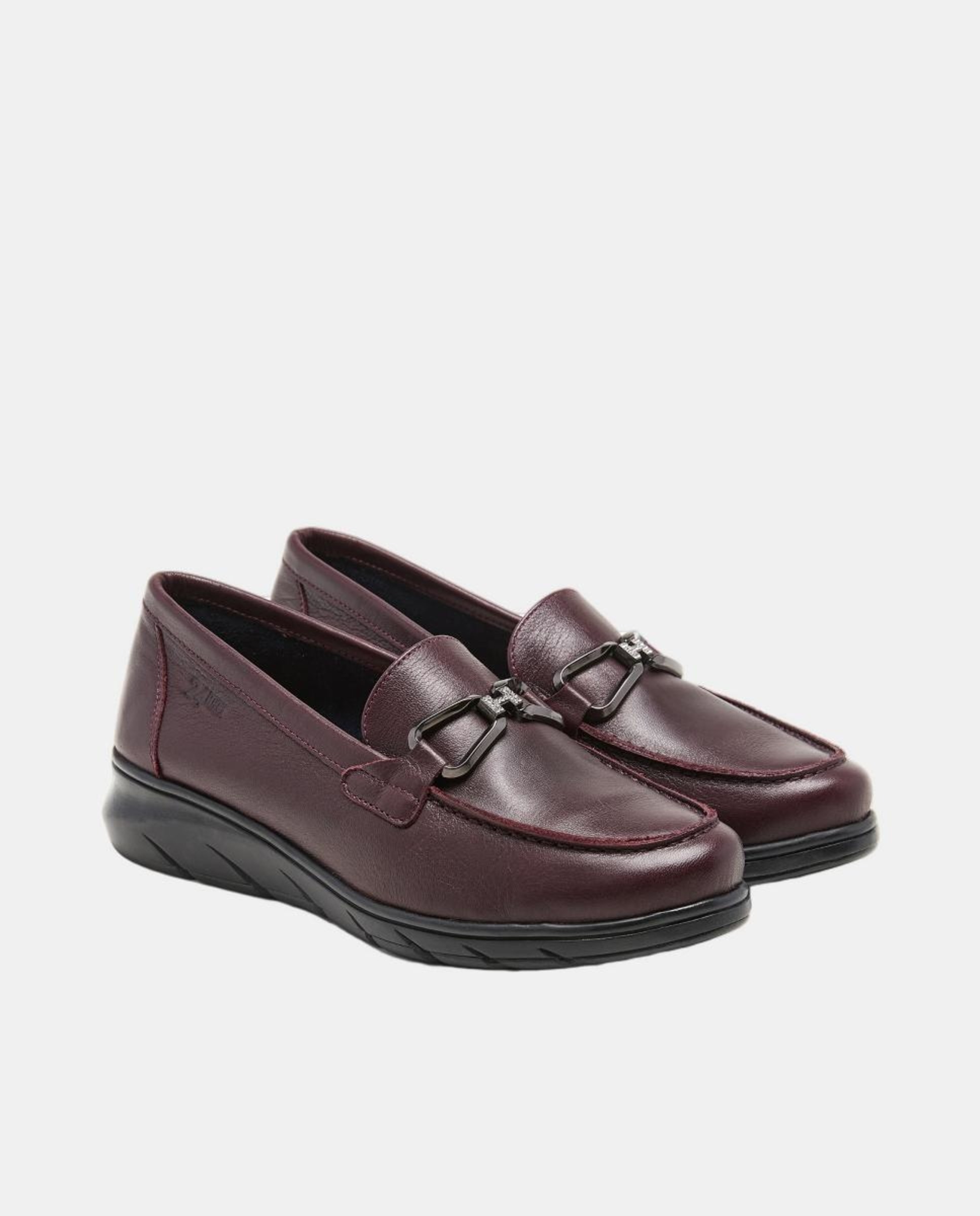 Mocassins em Pele com Sola de Borracha - Preto Vermelho-2