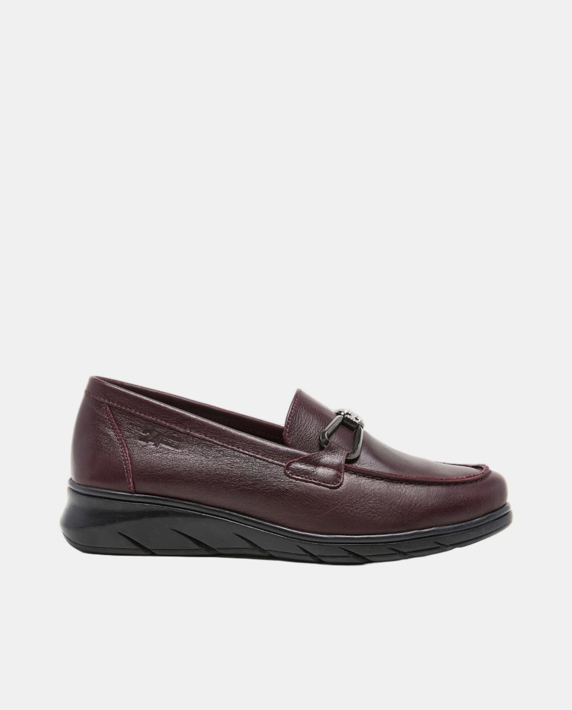 Mocassins em Pele com Sola de Borracha - Preto Vermelho-1