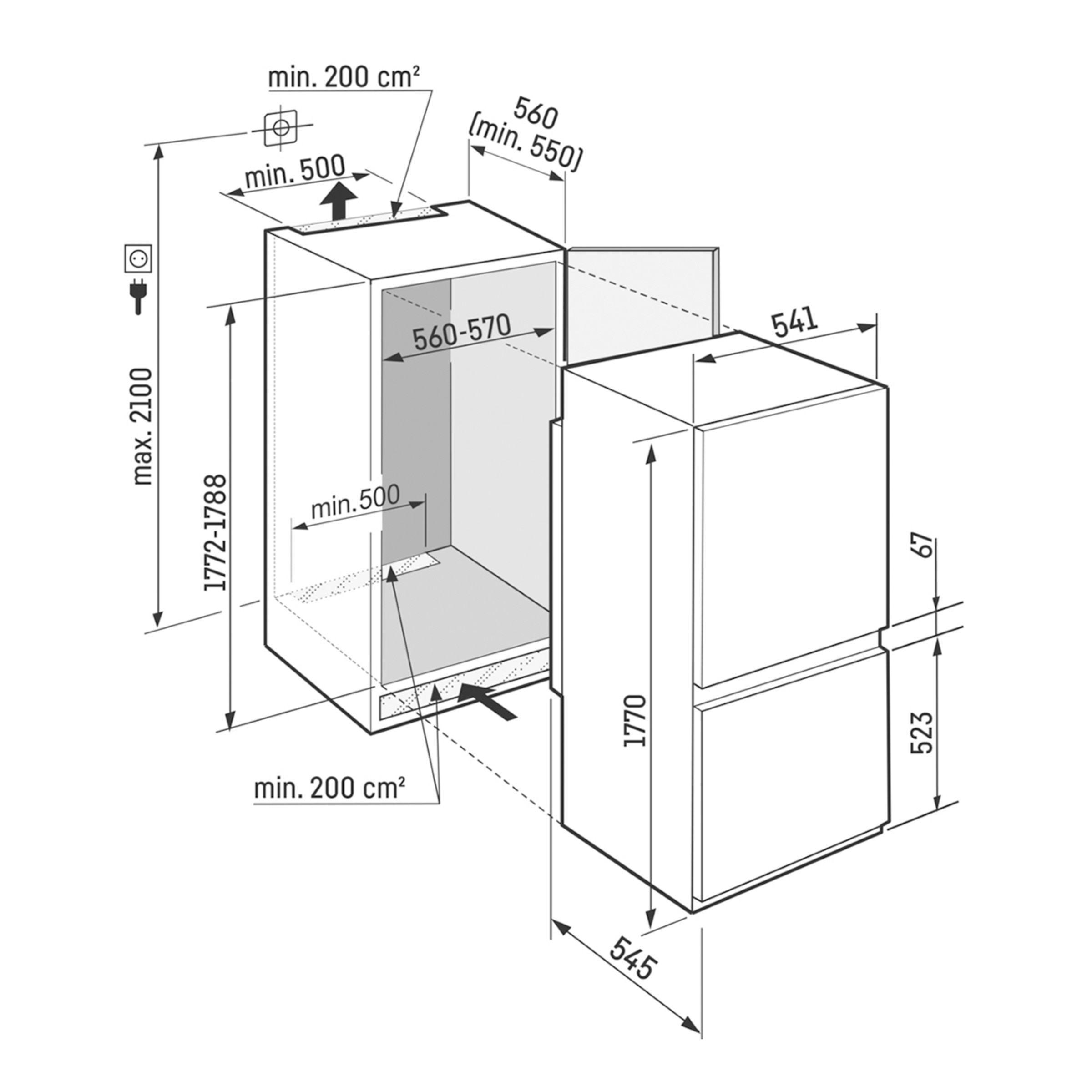 Frigorífico Combinado Encastrável Liebherr ICBSD5122 Plus BioFresh e SmartFrost e de 177,2 cm - Branco Branco-2