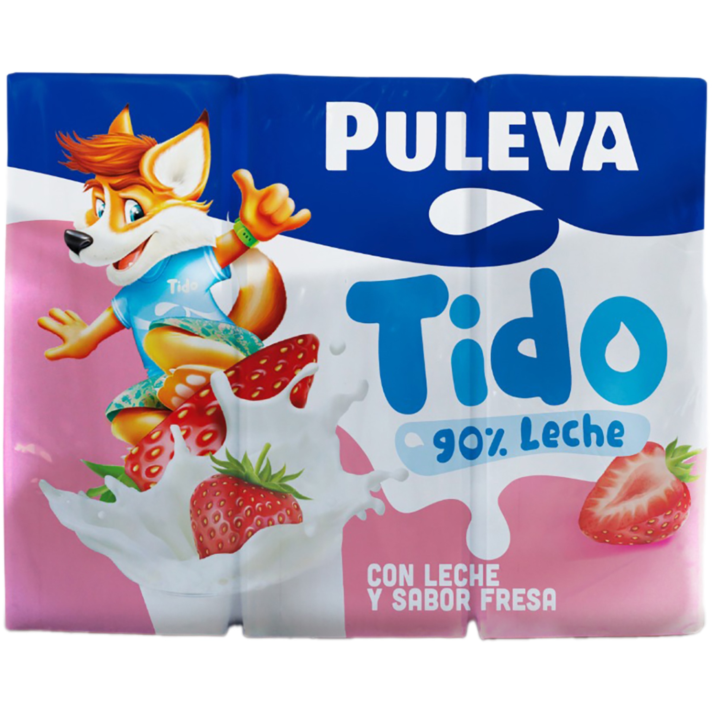 Tido batido de fresa 90% de leche sin gluten pack 6 briks 200 ml