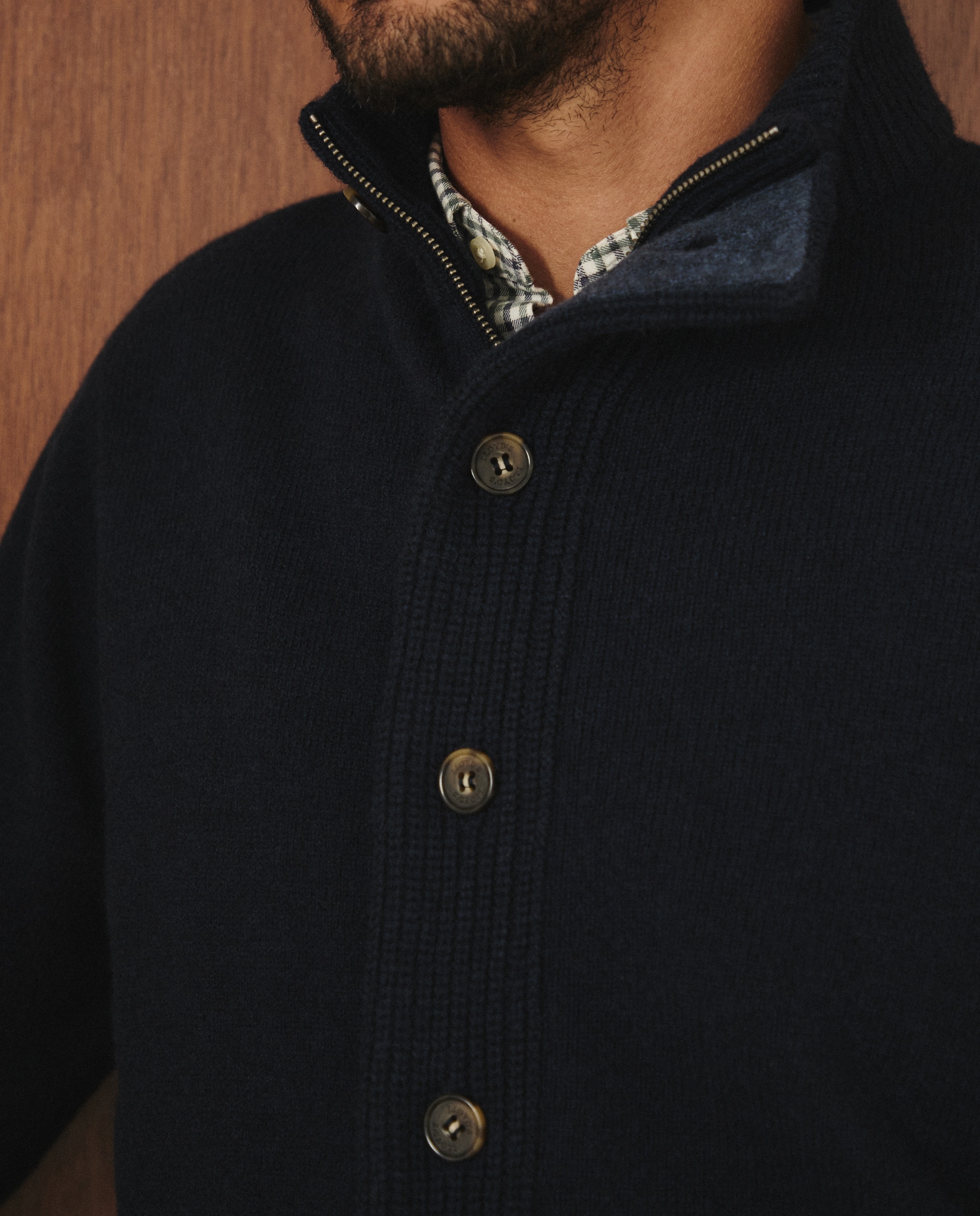 Cardigan de Lambswool Azul-marinho-4