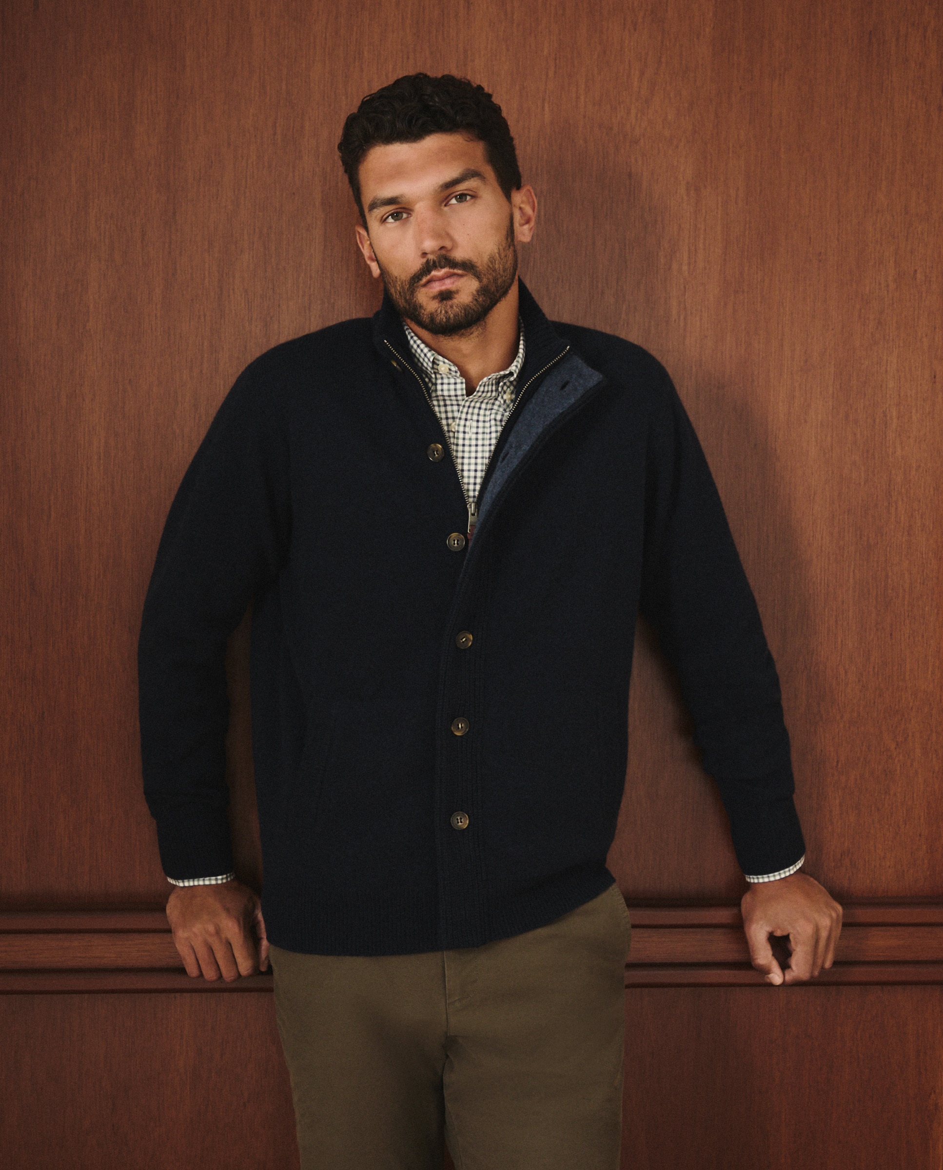 Cardigan de Lambswool Azul-marinho-1