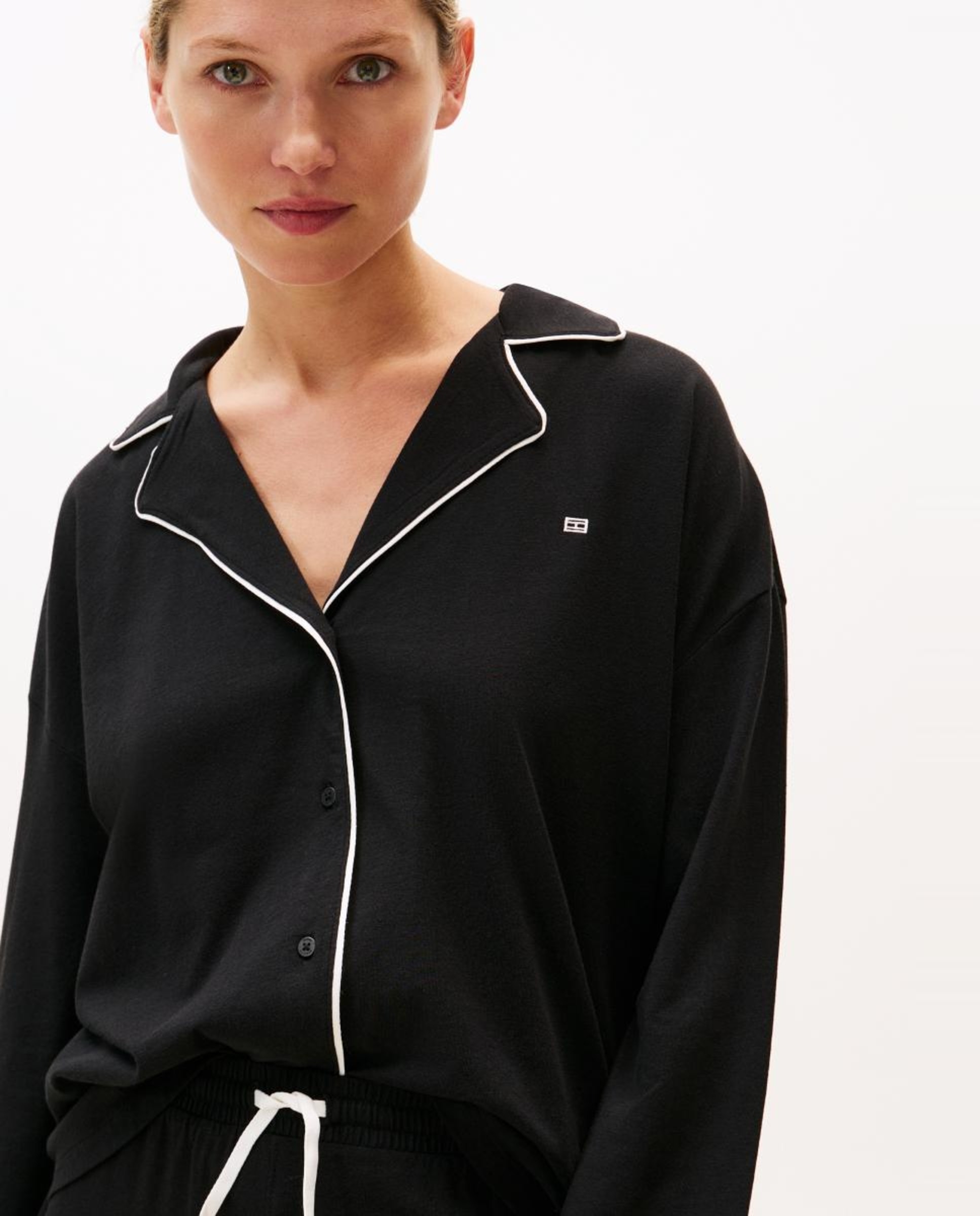 Conjunto de Pijama de Modal Preto-3