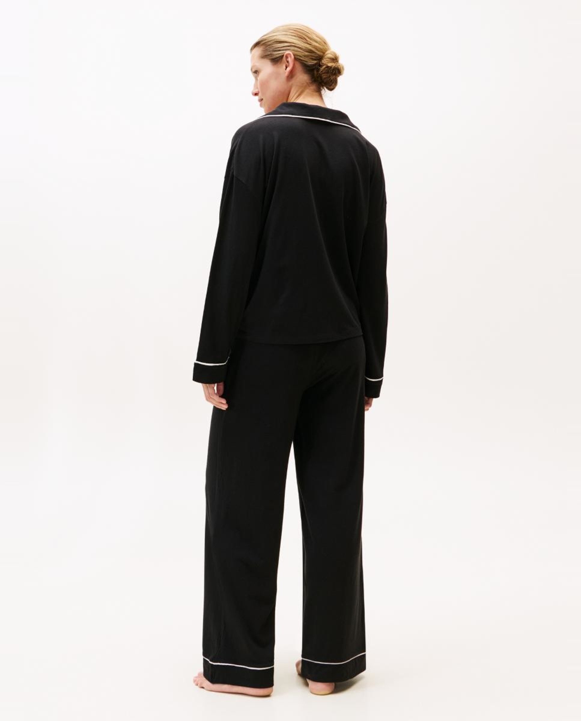 Conjunto de Pijama de Modal Preto-2