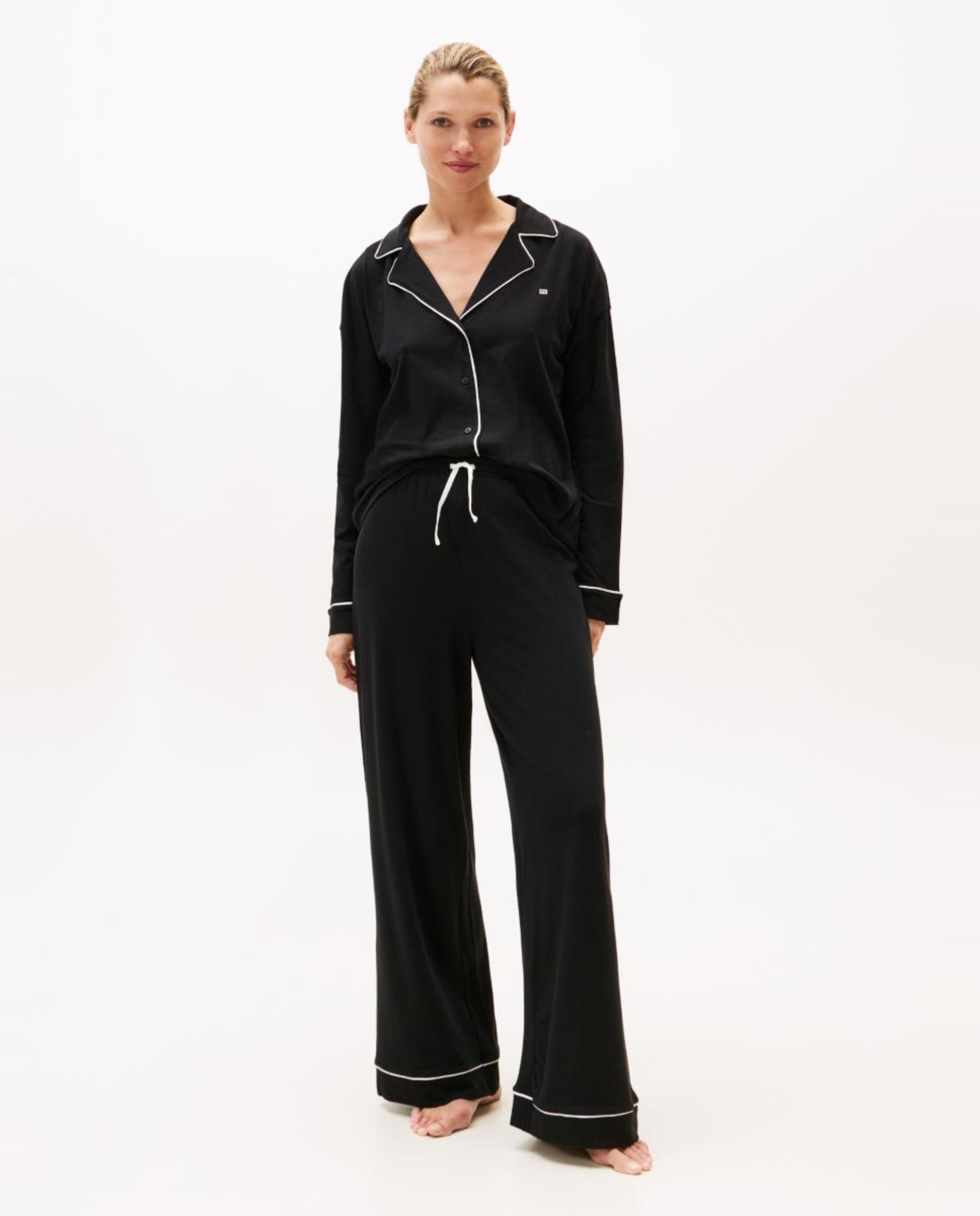 Conjunto de Pijama de Modal Preto-1