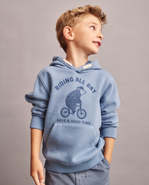 Imagem 0 de Sweatshirt com Capuz Waffle, Bolso Canguru e Estampado de Fantasia