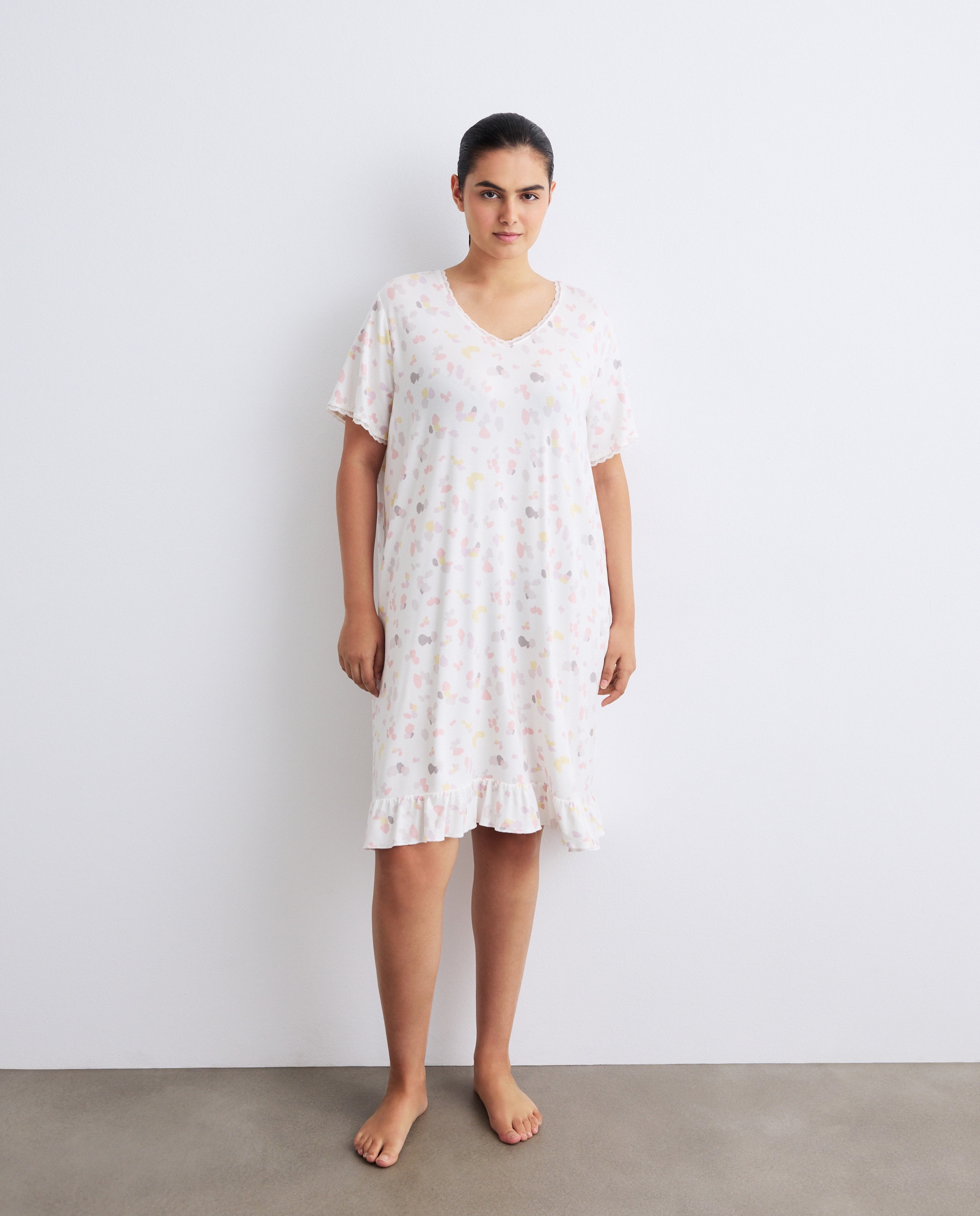 Camisa de Dormir Estampada com Folho Multicolor-1