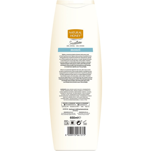 gel de ducha Sensations con aceite de monoi y flores flask 650 ml