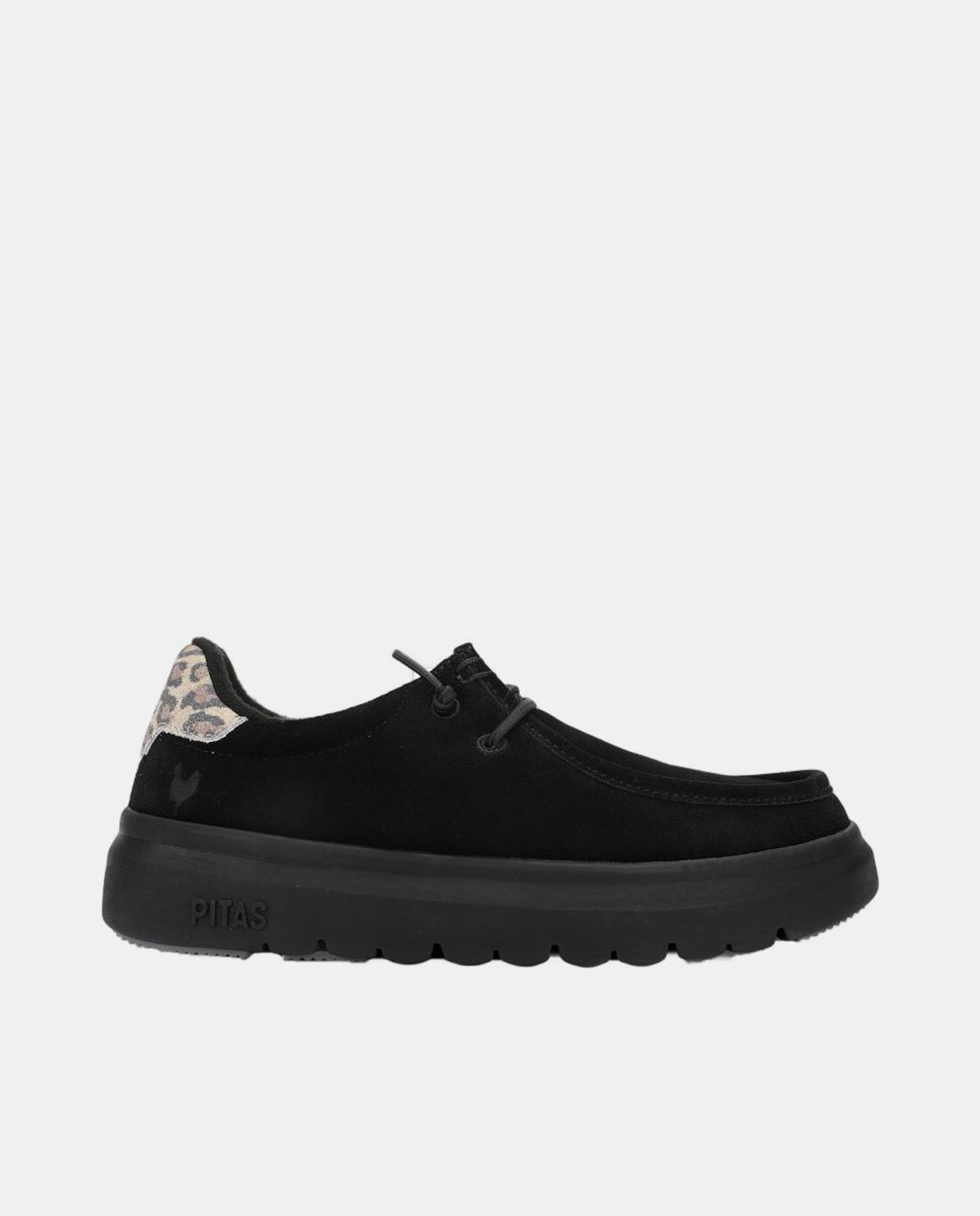 Sapatos Tipo Wallaby em Pele Easy-On com Estampado Preto-1