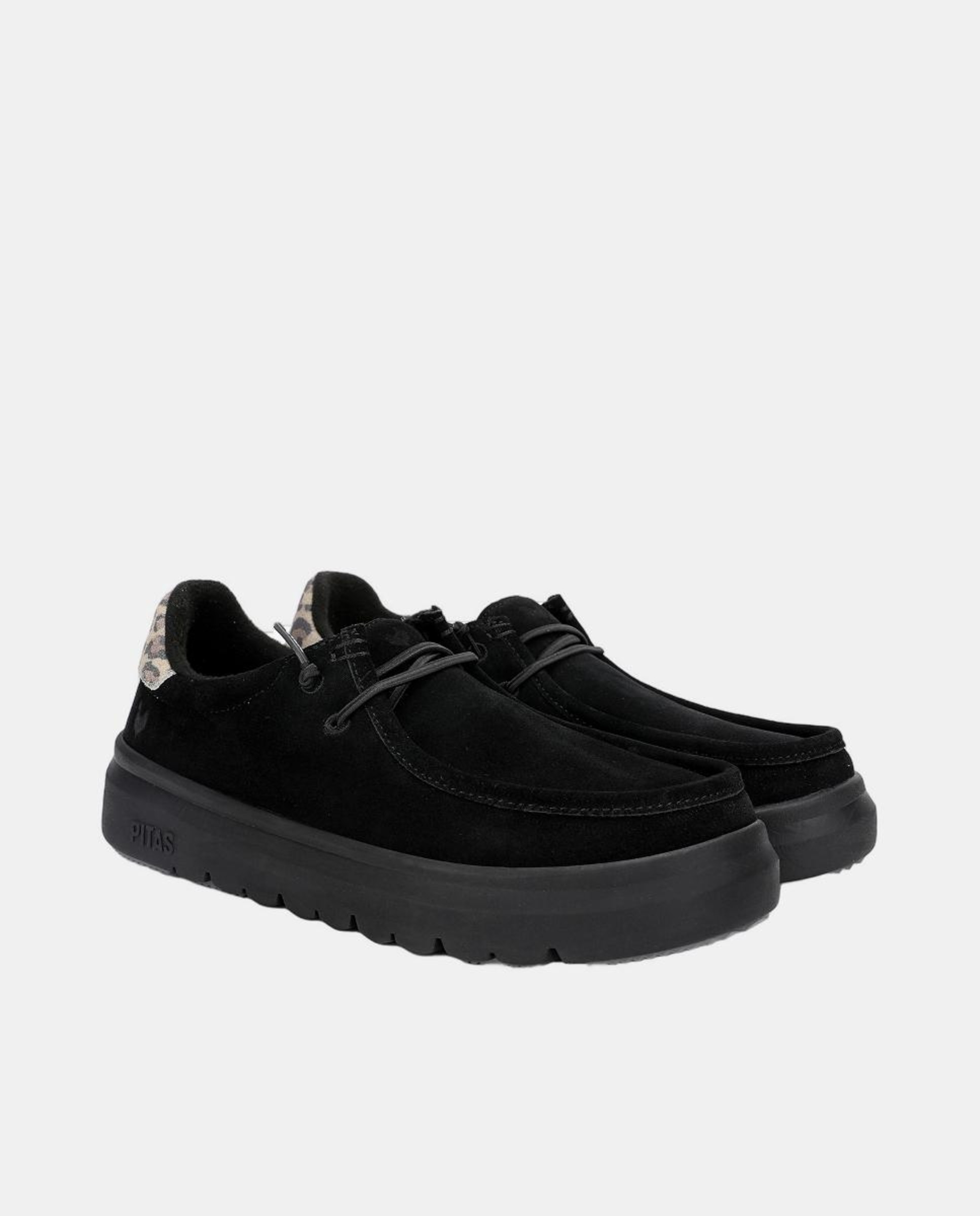 Sapatos Tipo Wallaby em Pele Easy-On com Estampado Preto-2