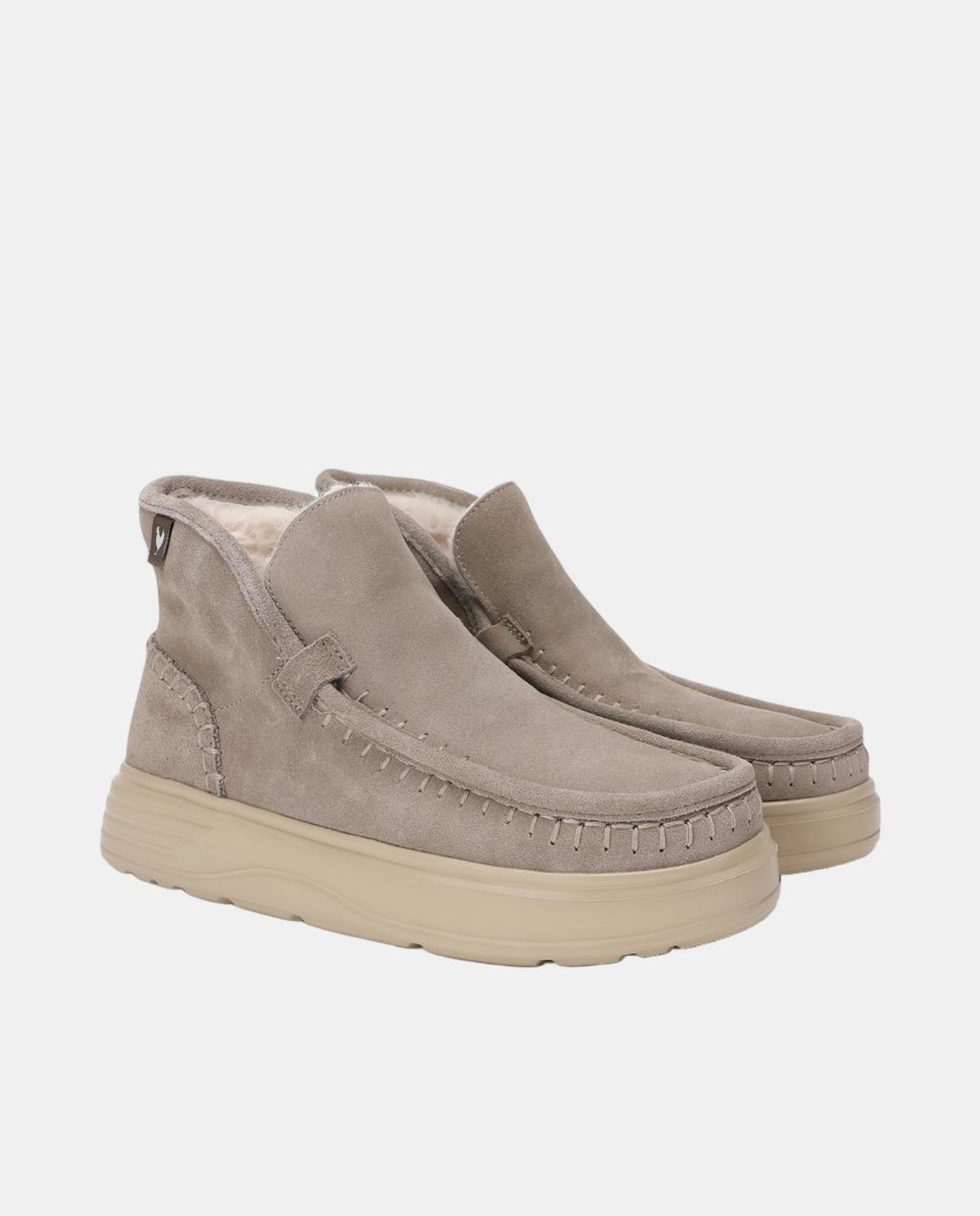 Botas em Pele Hidrófuga Ligeira com Pelo no Interior Natural-2