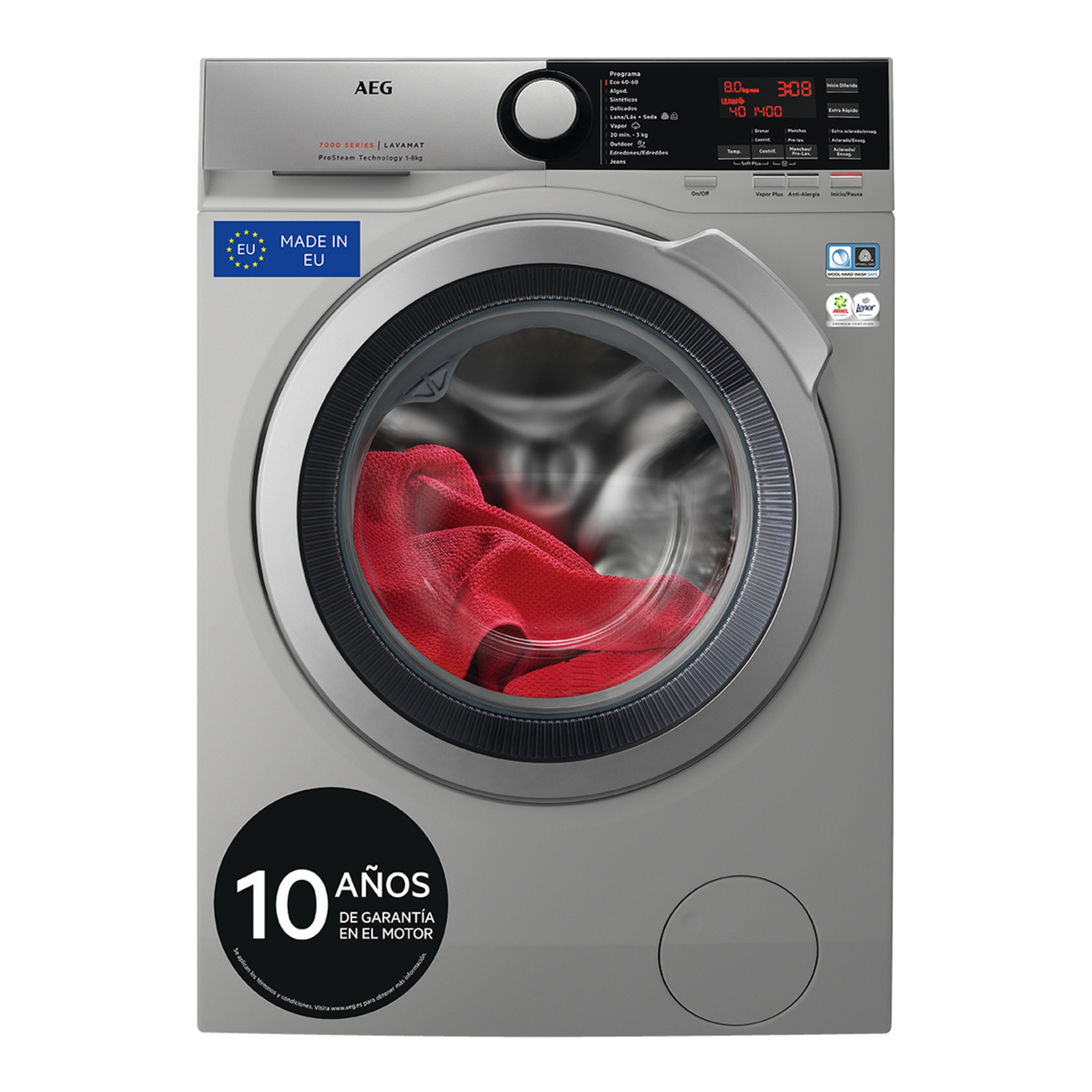 Máquina de Lavar Roupa AEG Série 7000 L7FEE842S Carga Frontal, ProSteam, de 8 Kg e 1400 rpm - Silver Silver-1