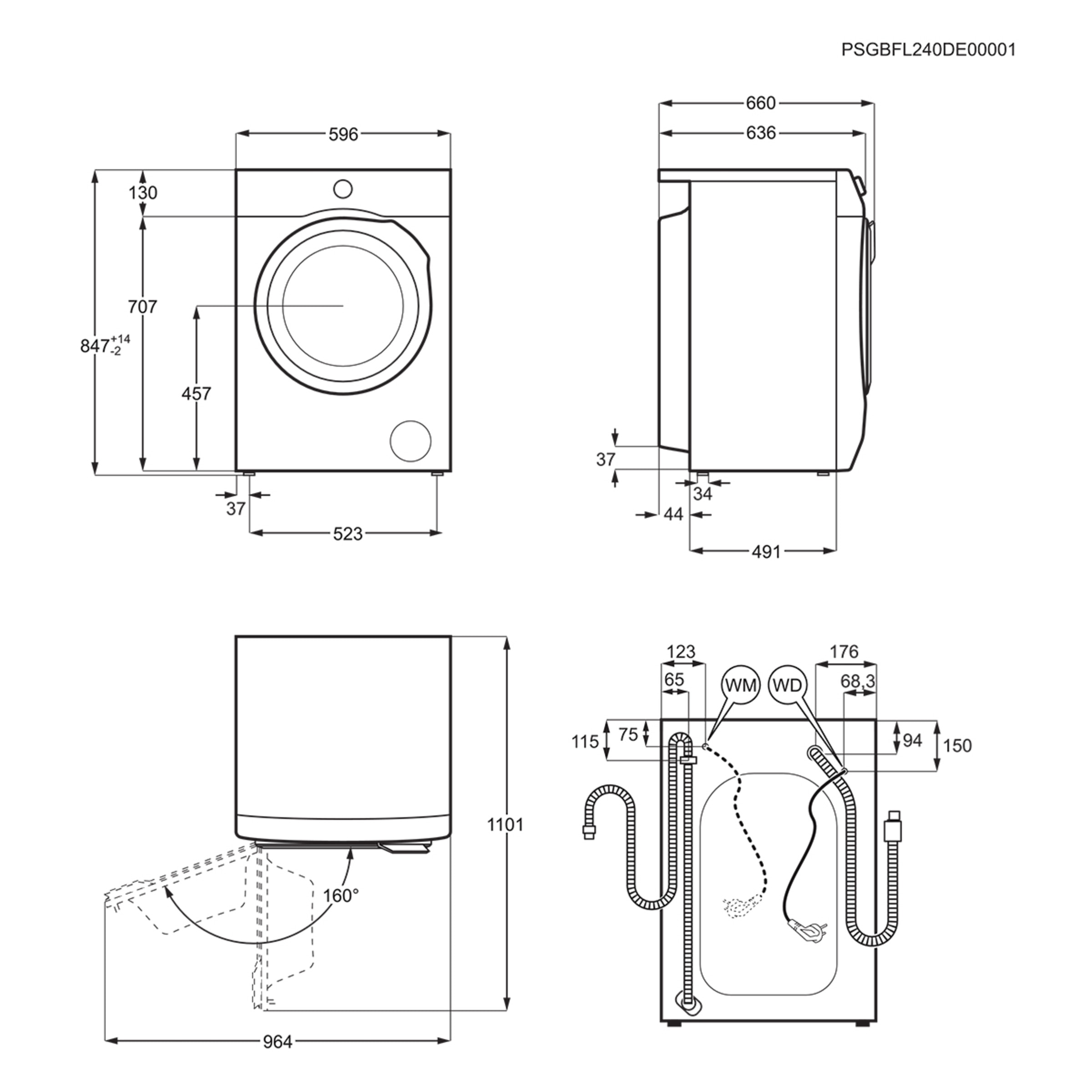 Lavadora secadora AEG 10 kg / 1.600 rpm  - LWR7316O4O Blanco-4