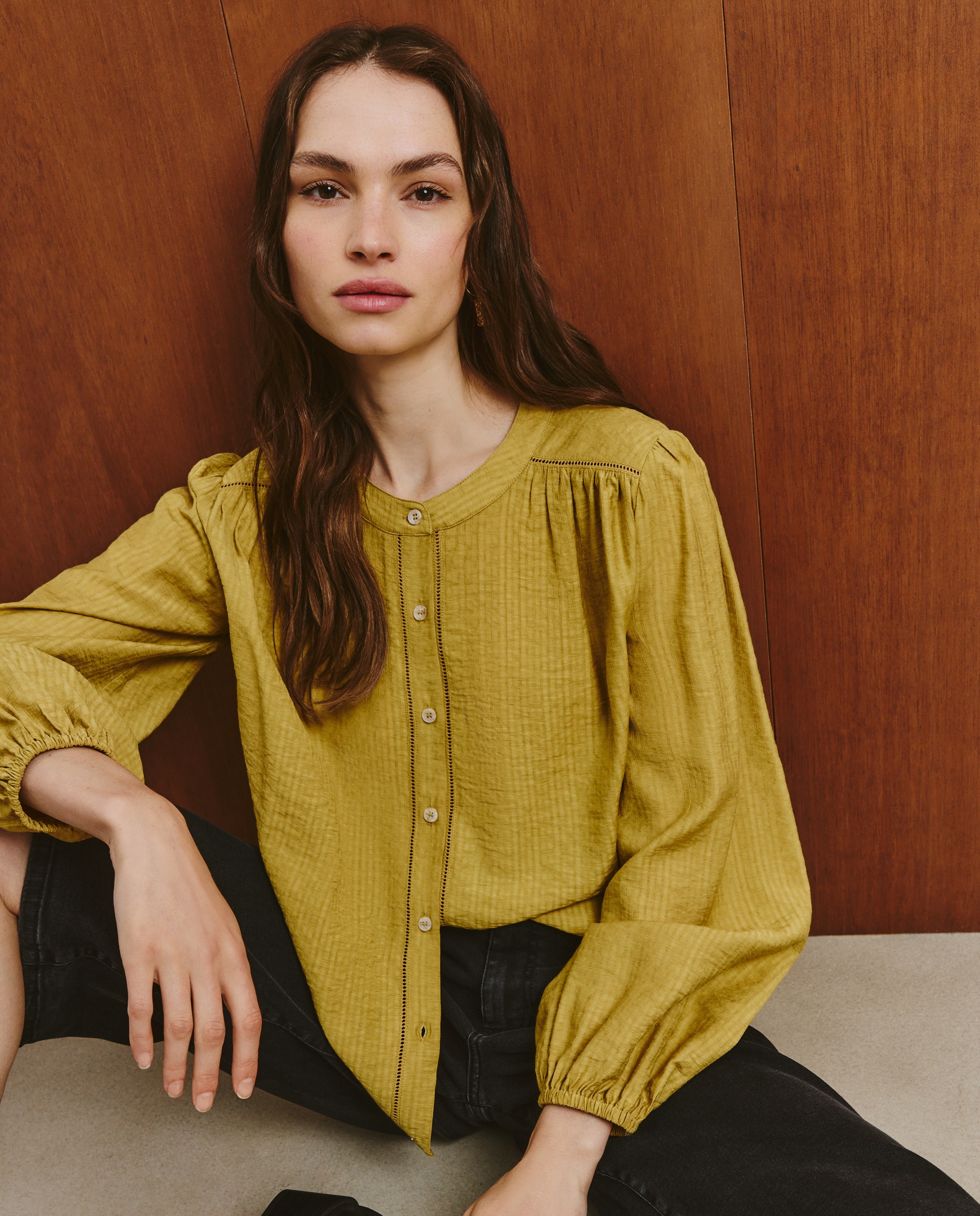 Blusa Lisa de Manga Comprida Verde-1