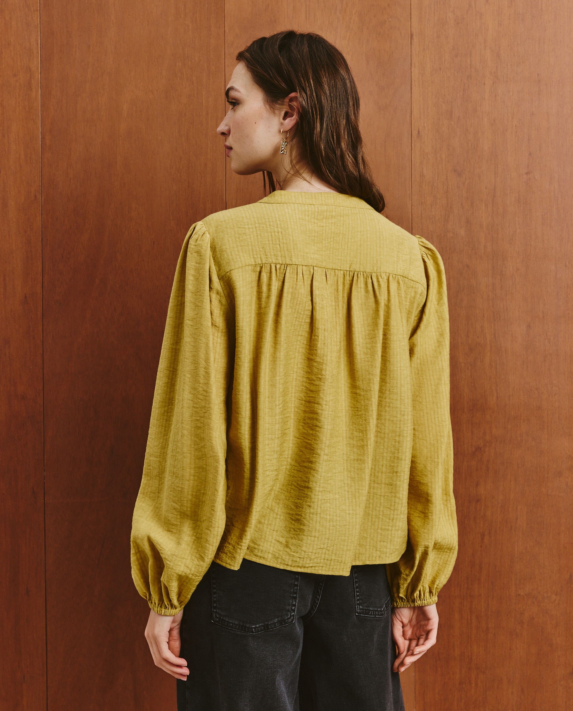 Blusa Lisa de Manga Comprida Verde-3