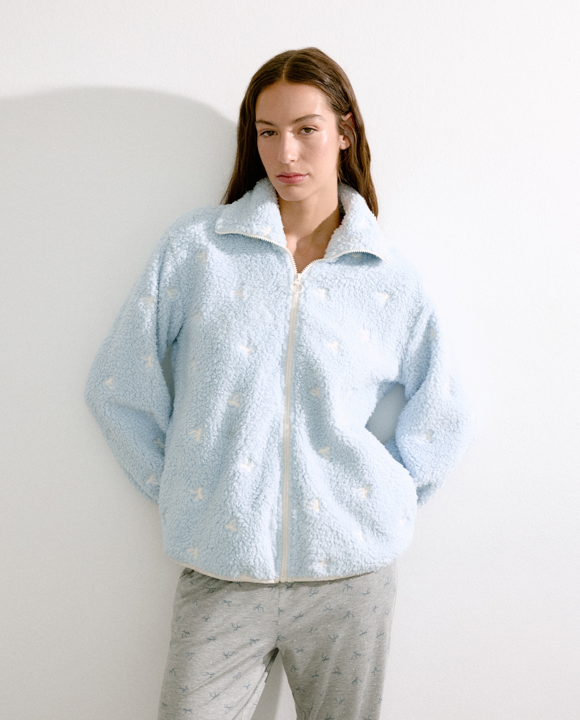 Robe com fecho-éclair Branco-1