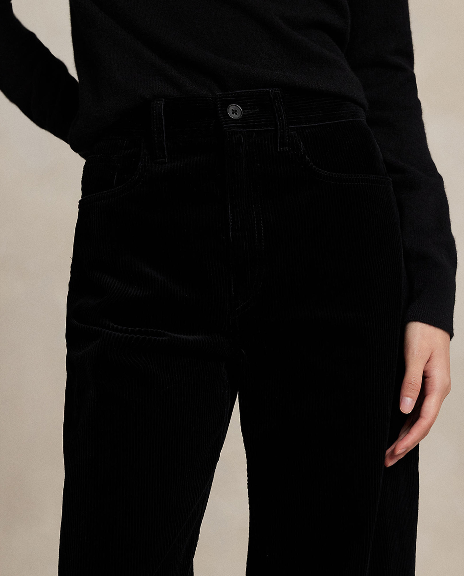 Calças Largas de Algodão Preto-4