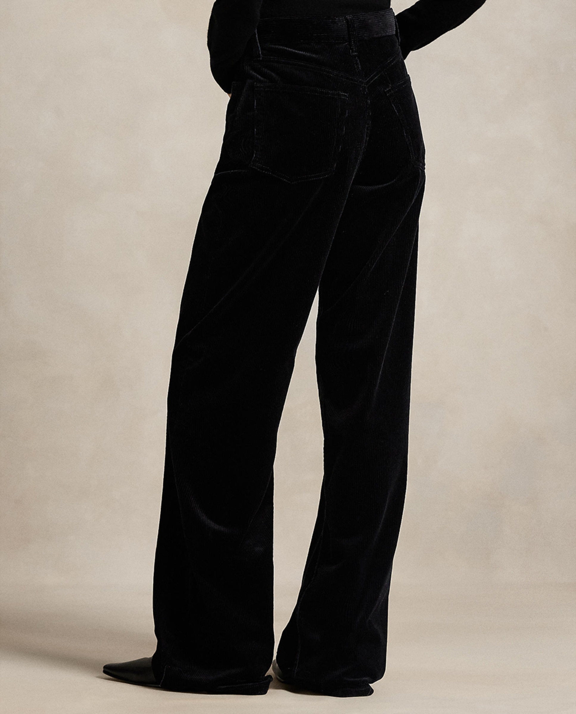 Calças Largas de Algodão Preto-3