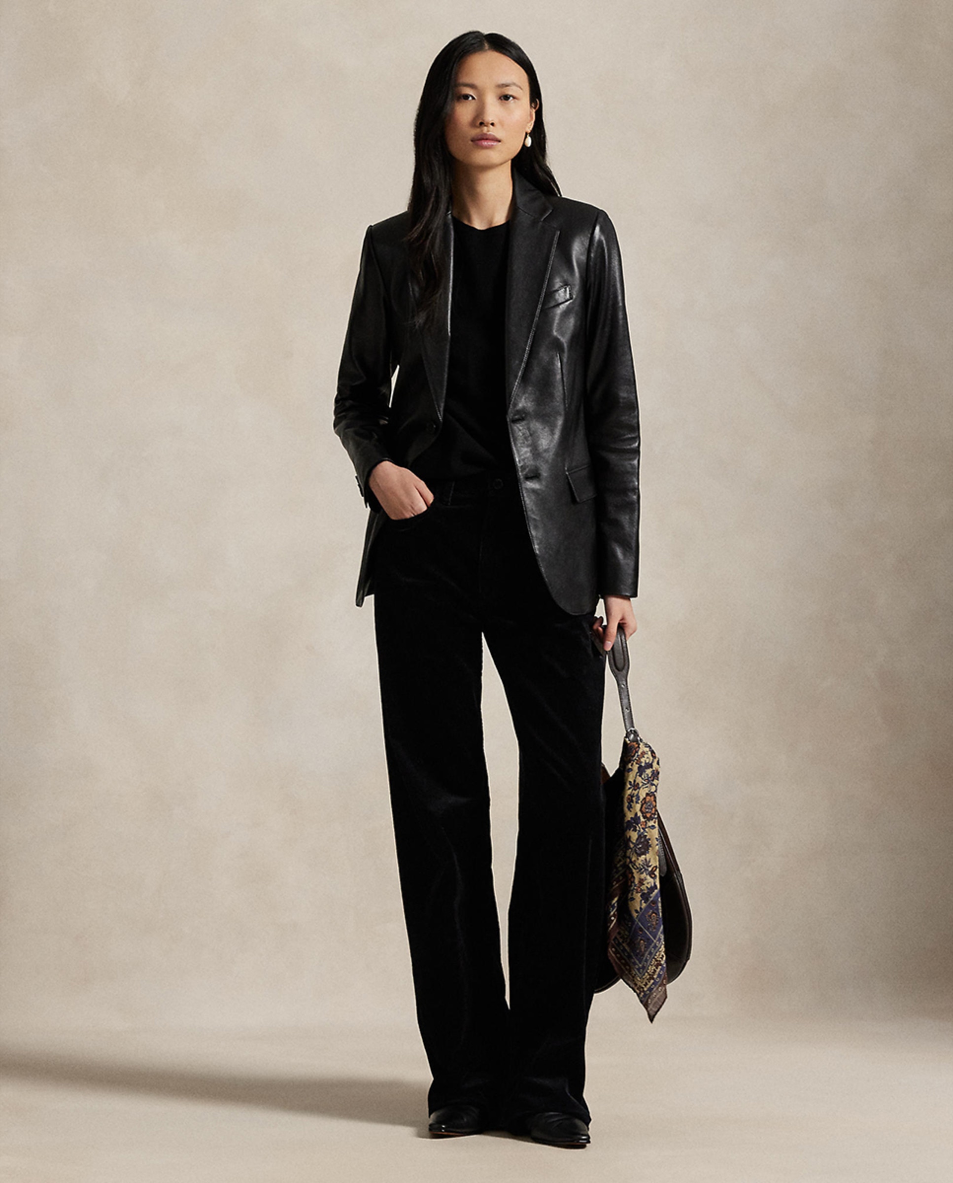 Calças Largas de Algodão Preto-1