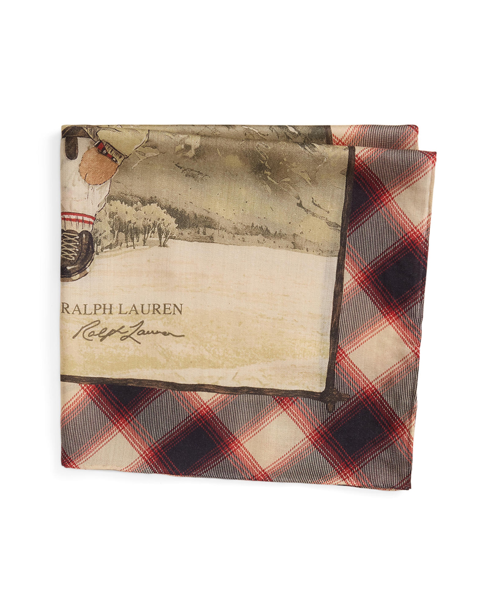 Lenço de Lã e Algodão com Polo Bear Natural-2