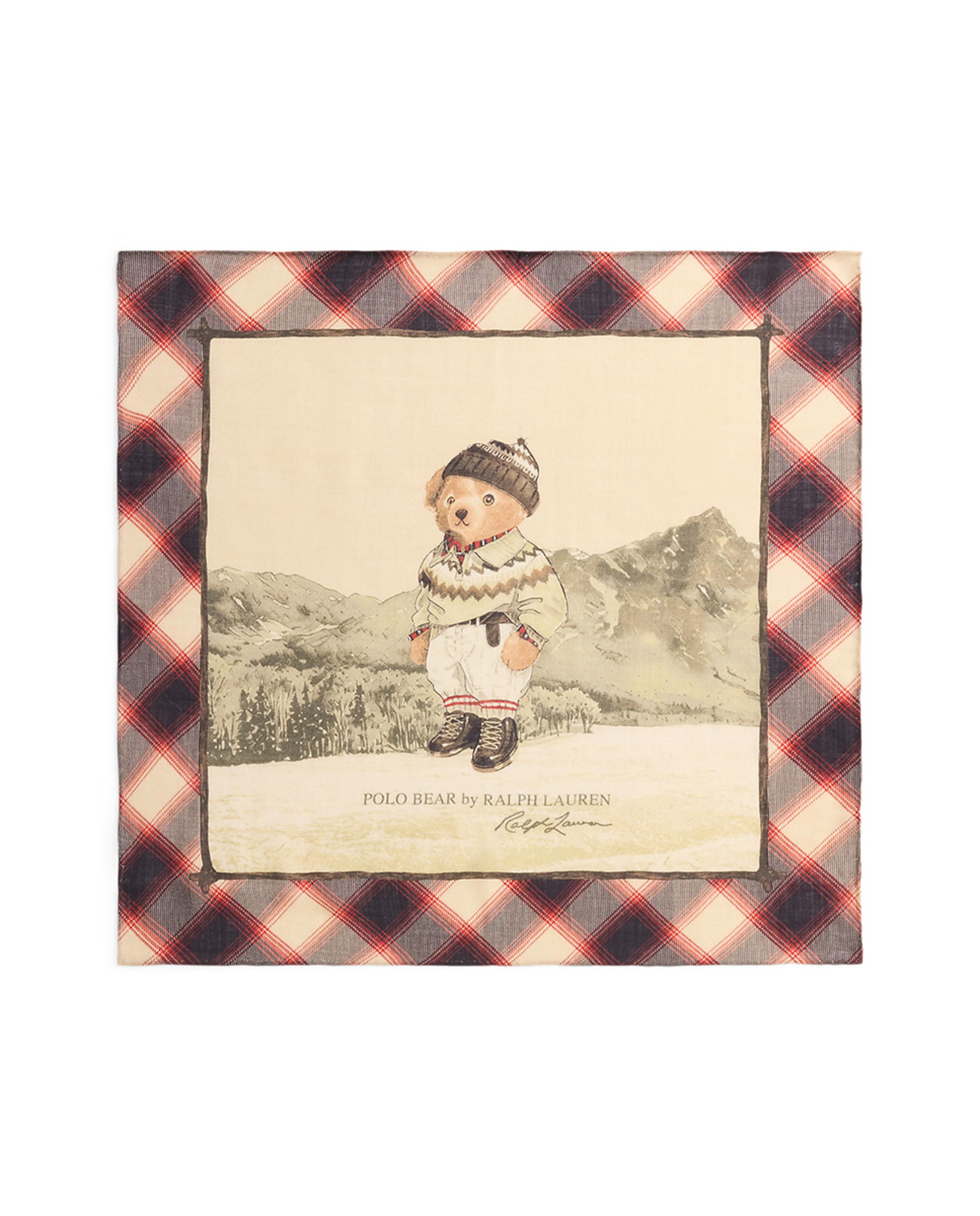 Lenço de Lã e Algodão com Polo Bear Natural-1