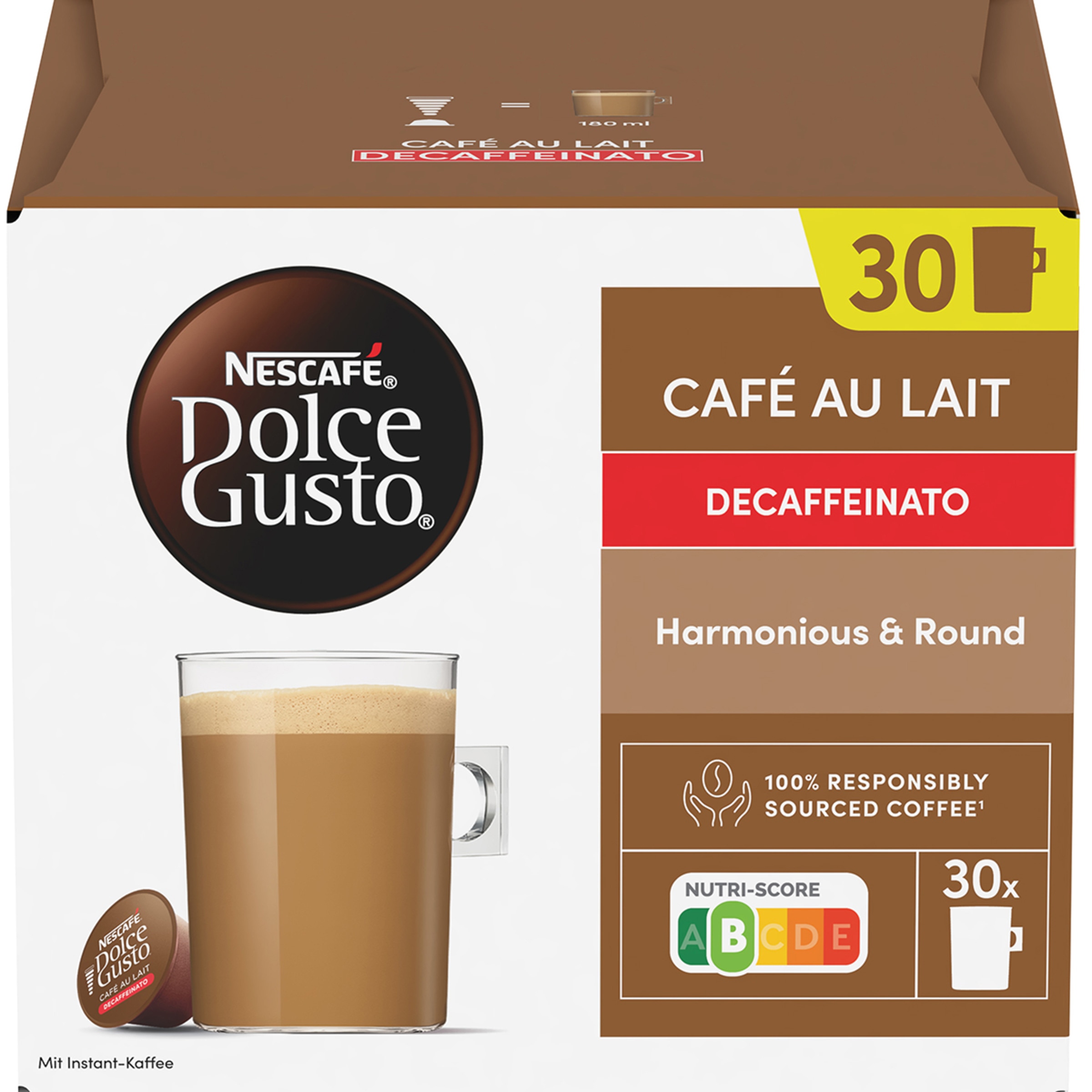 café con leche Decaffeinato Selección robusta envase 30 capsulas