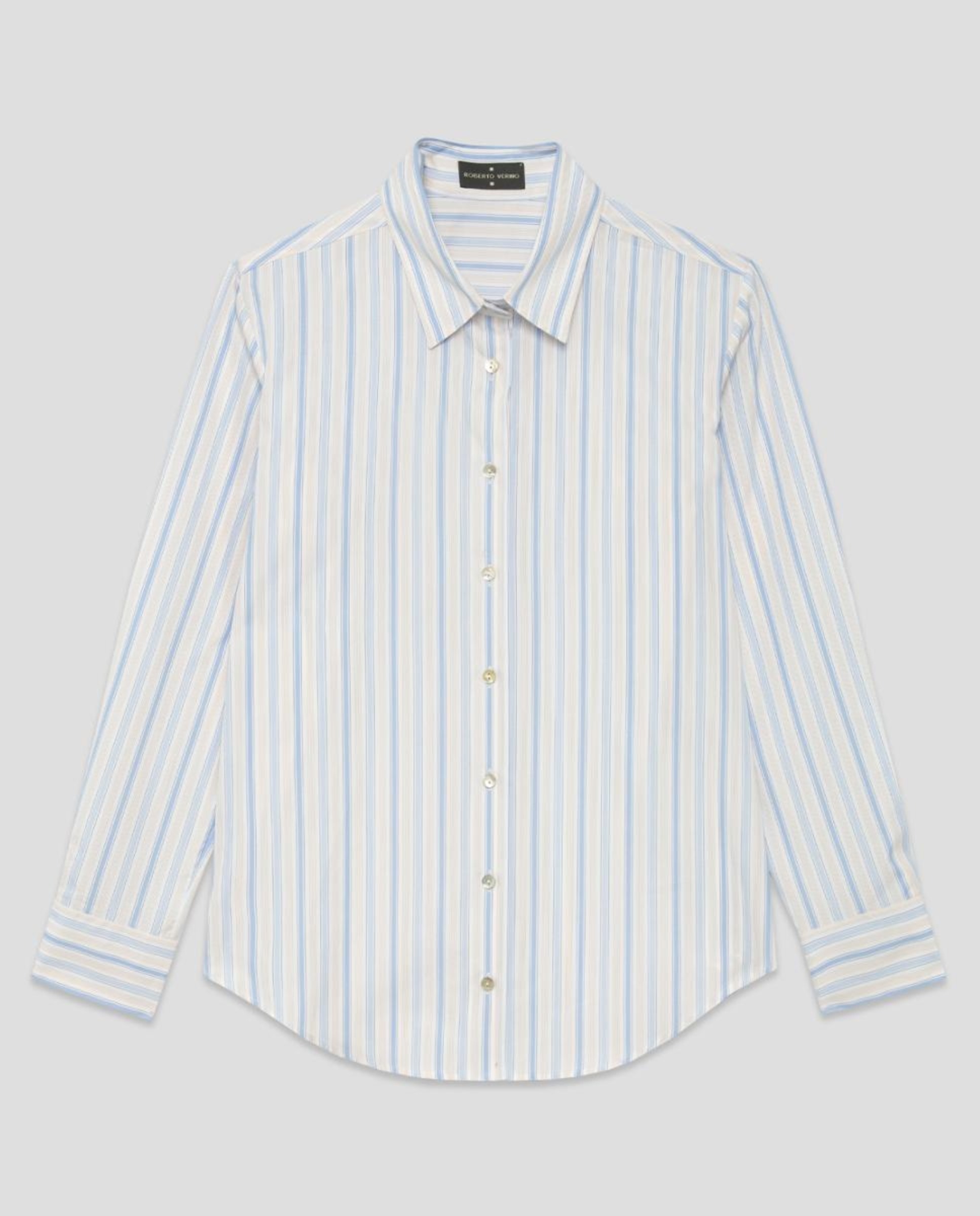 Camisa de Algodão com Riscas Azul-claro-6