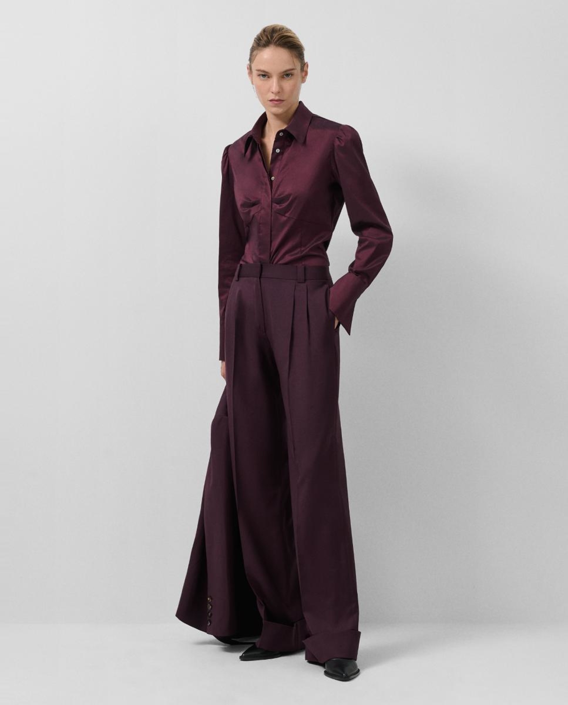 Camisa com Prega no Peito Roxo-5
