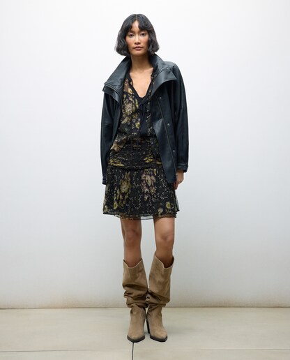 Imagen 0 de Falda de mujer corta estampada con nudo