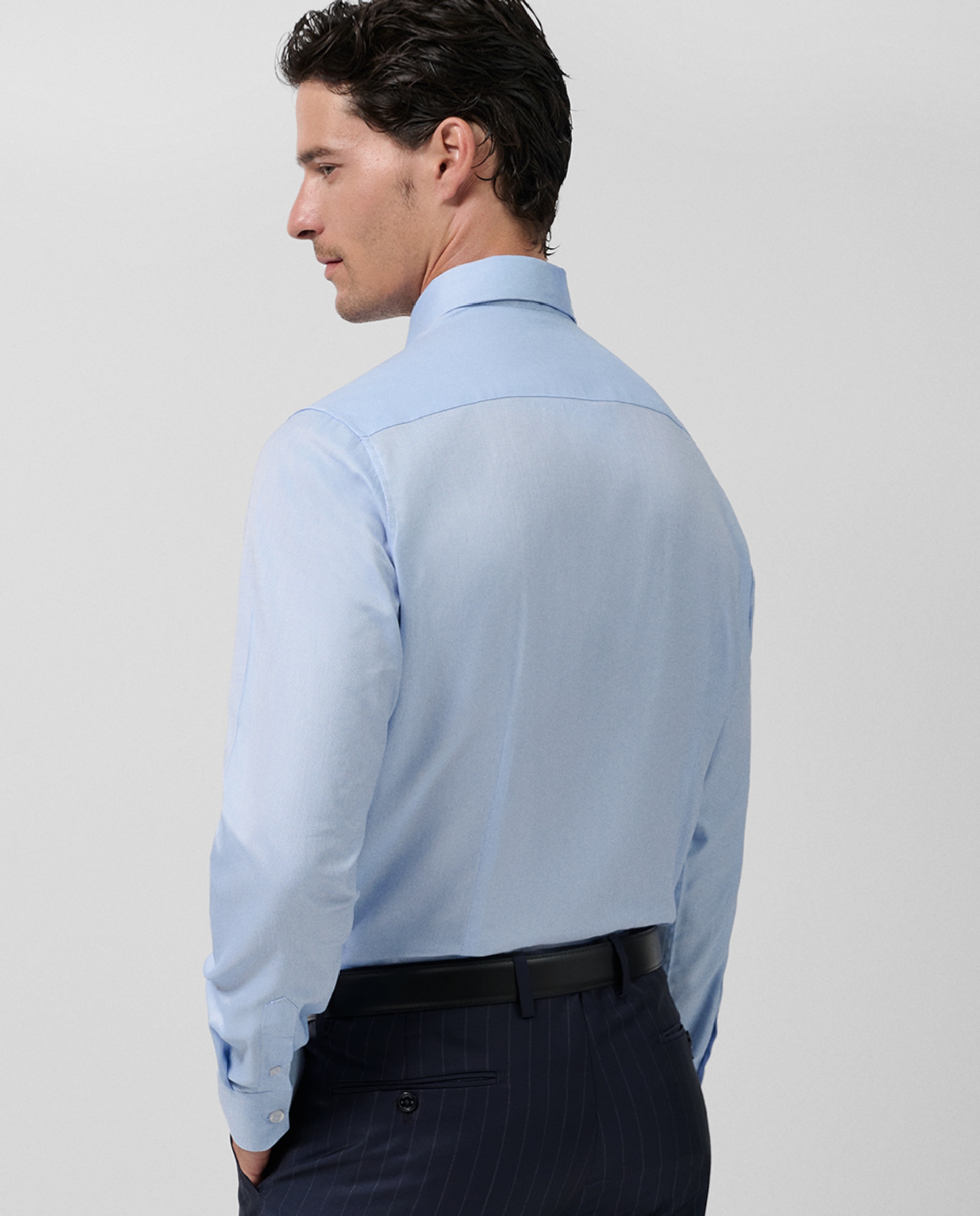 Camisa Clássica Regular Fit com Micro Estrutura Azul-claro-4