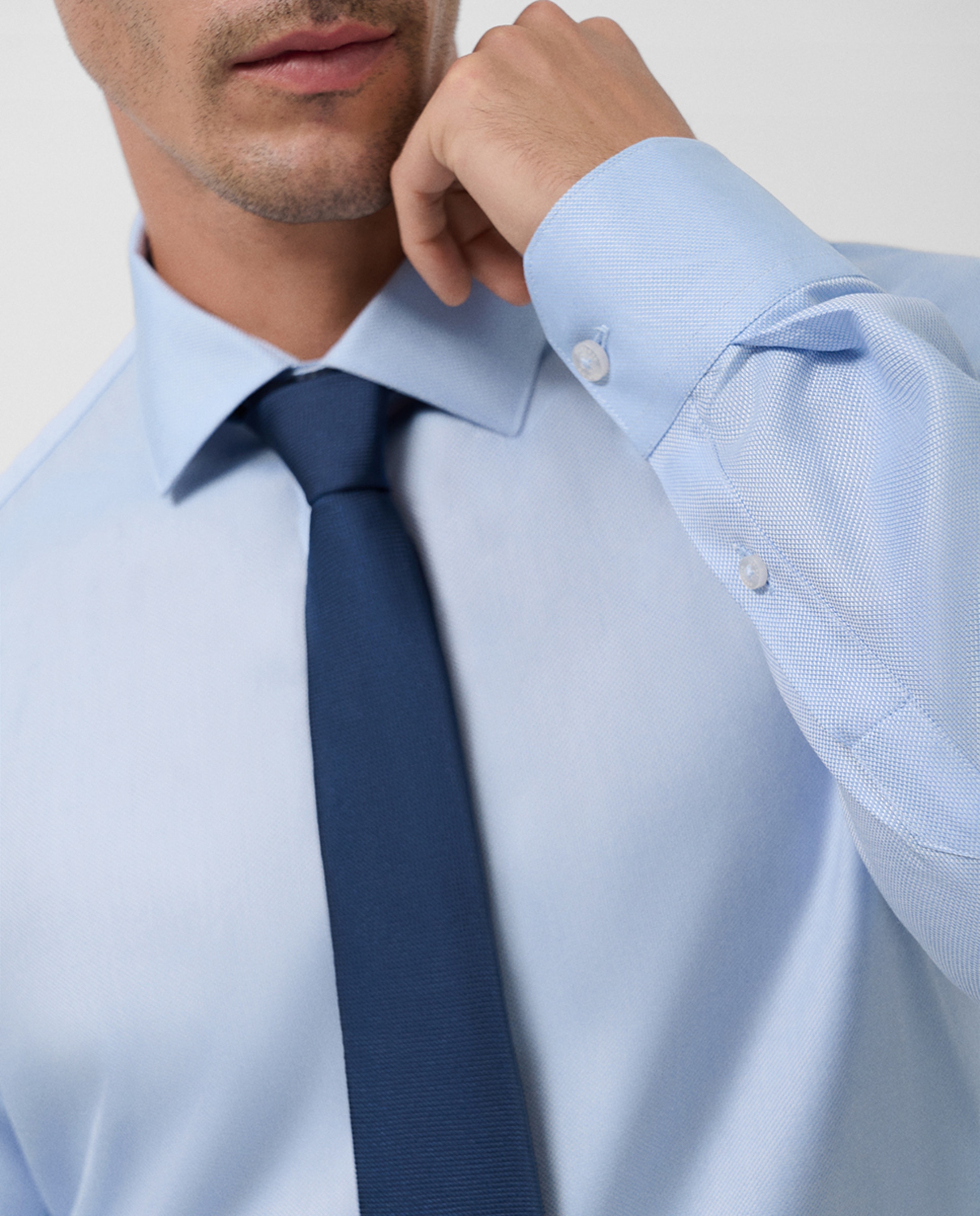 Camisa Clássica Regular Fit com Micro Estrutura Azul-claro-2