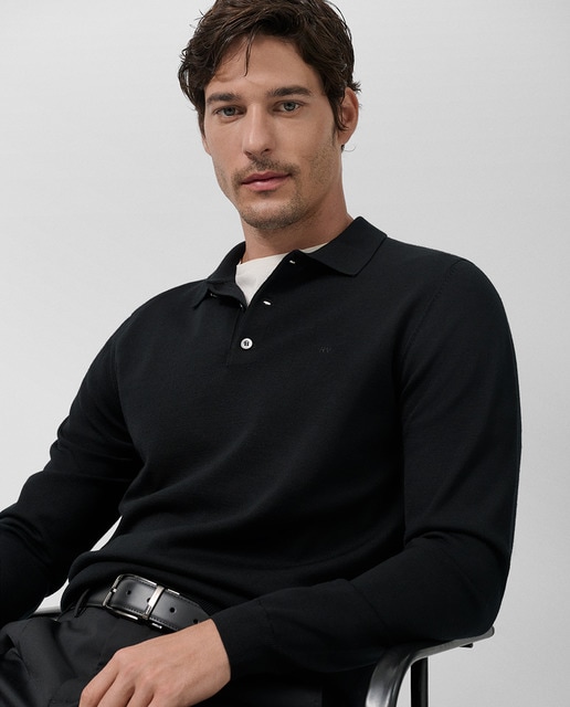 Imagem 0 de Camisola de Malha de Lã com Colarinho Tipo Polo Tricotado