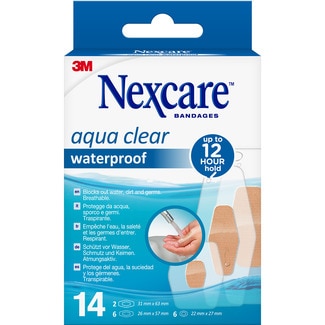 apósitos surtidos Aqua Clear Waterproof transpirables caja 14 unidades - Nexcare