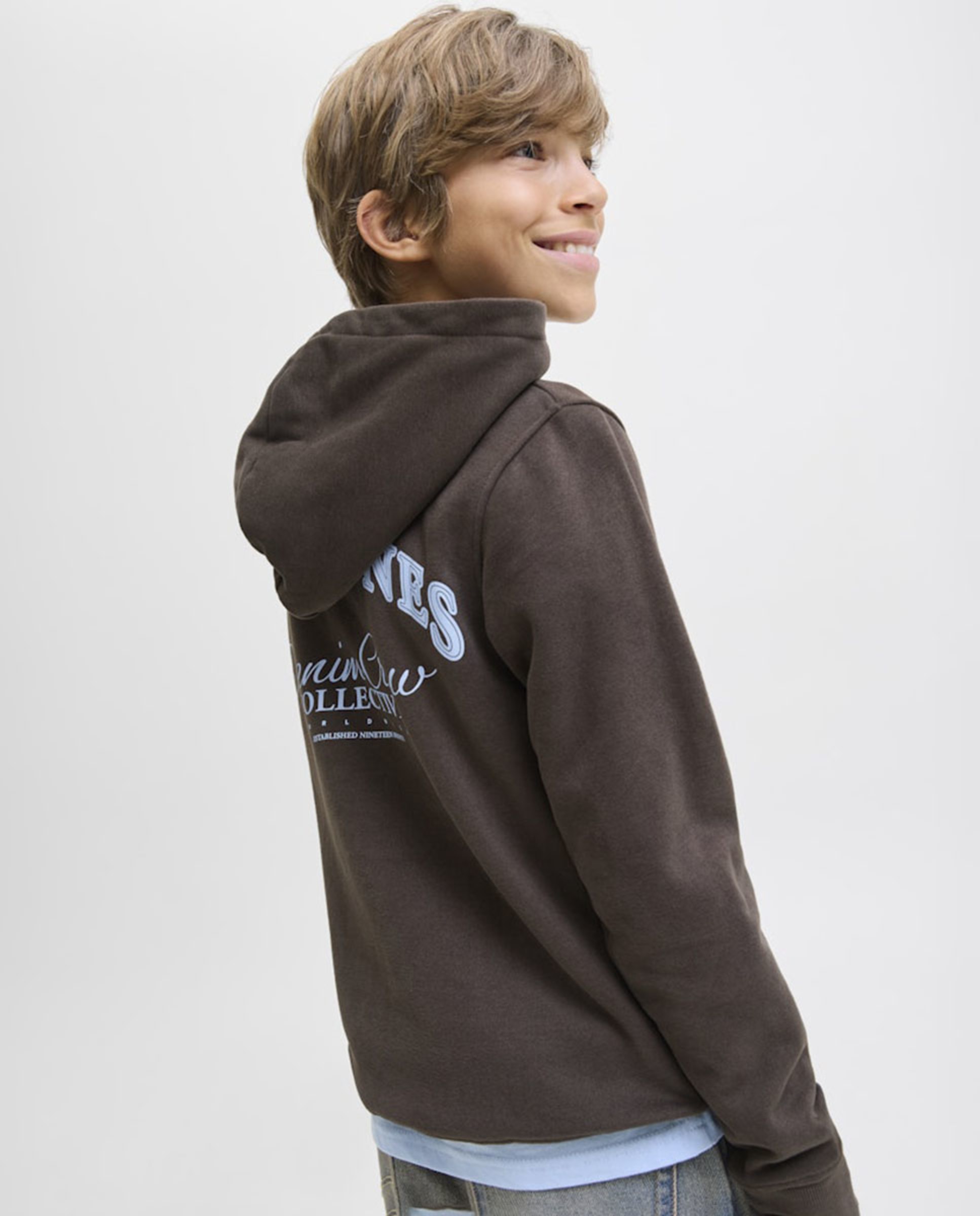 Sweatshirt com Capuz com Back Print Castanho-escuro-4