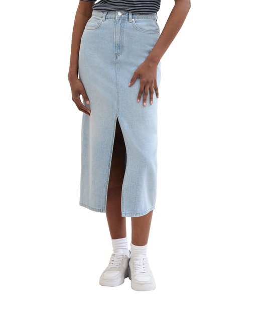 Imagen 0 de Falda vaquera larga de mujer con apertura