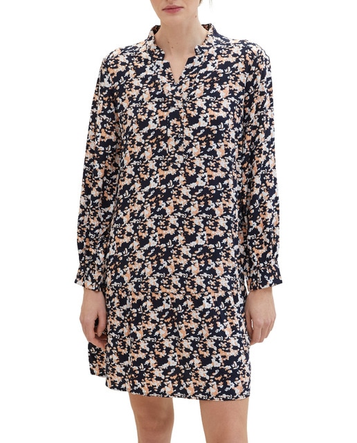 Imagen 0 de Vestido midi de manga larga estampado geometrico