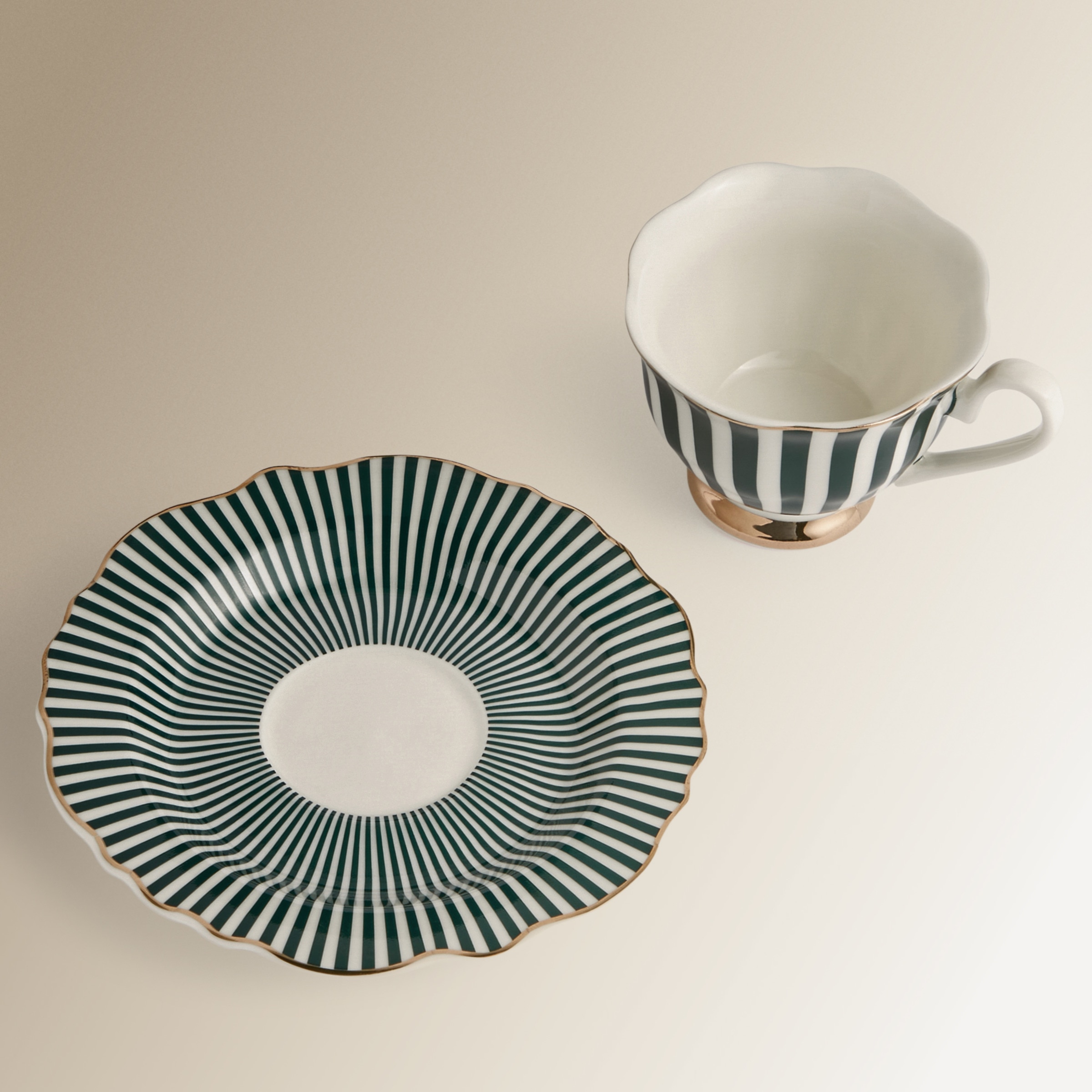 Conjunto de 2 Chávenas de Café com Prato Crane Verde-escuro-3