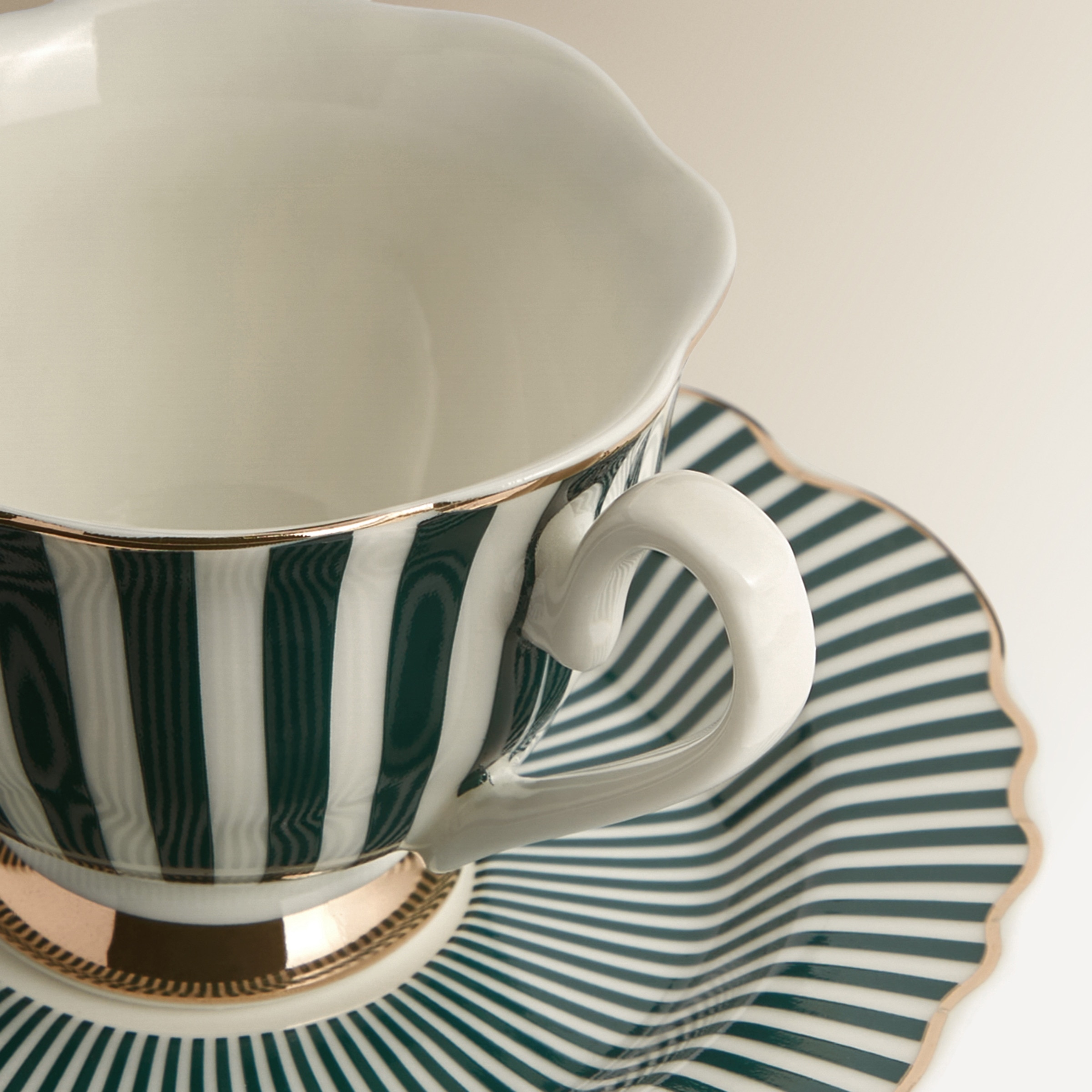 Conjunto de 2 Chávenas de Café com Prato Crane Verde-escuro-2