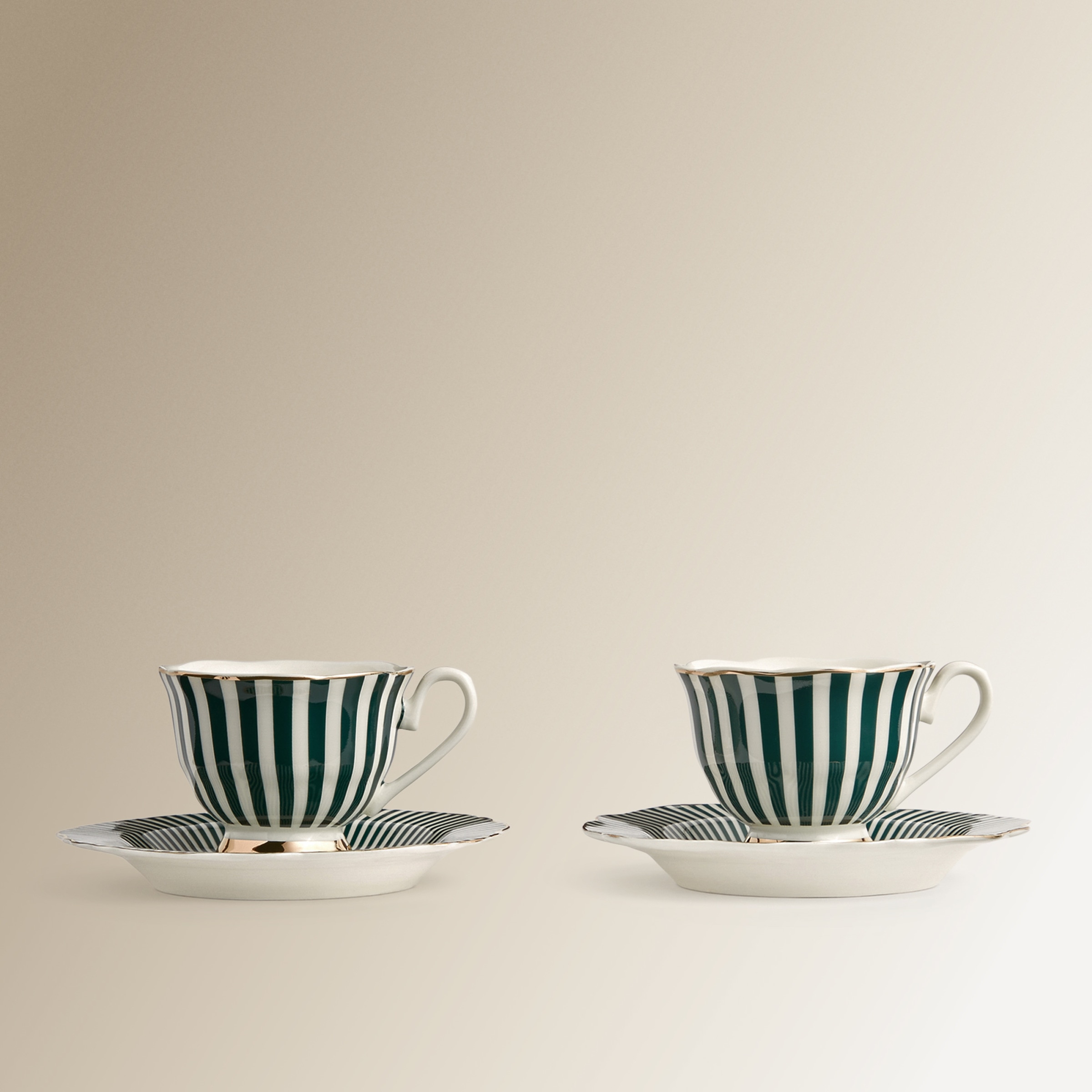 Conjunto de 2 Chávenas de Café com Prato Crane Verde-escuro-1