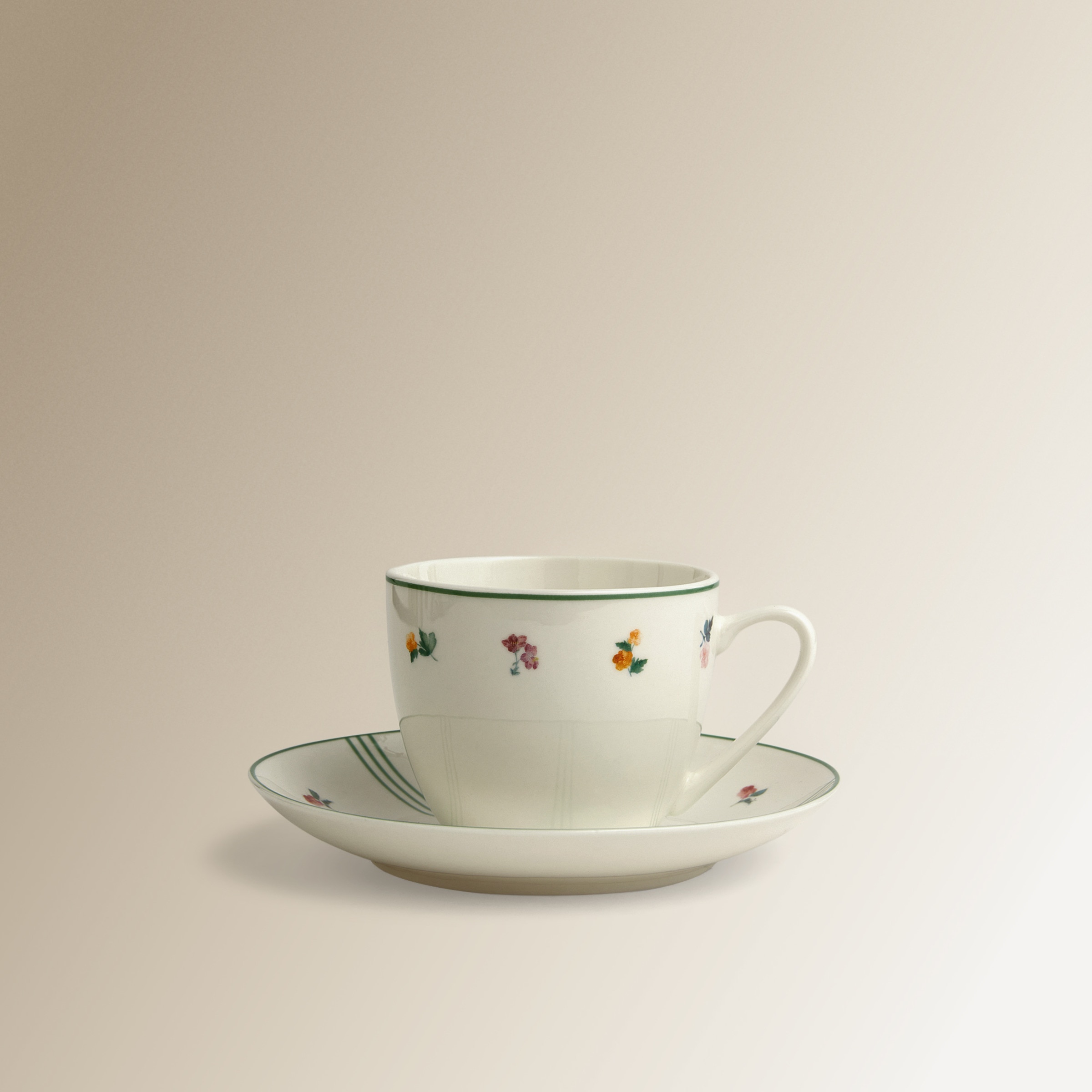 Conjunto de Chávena de Chá com Prato Fiore Branco-1