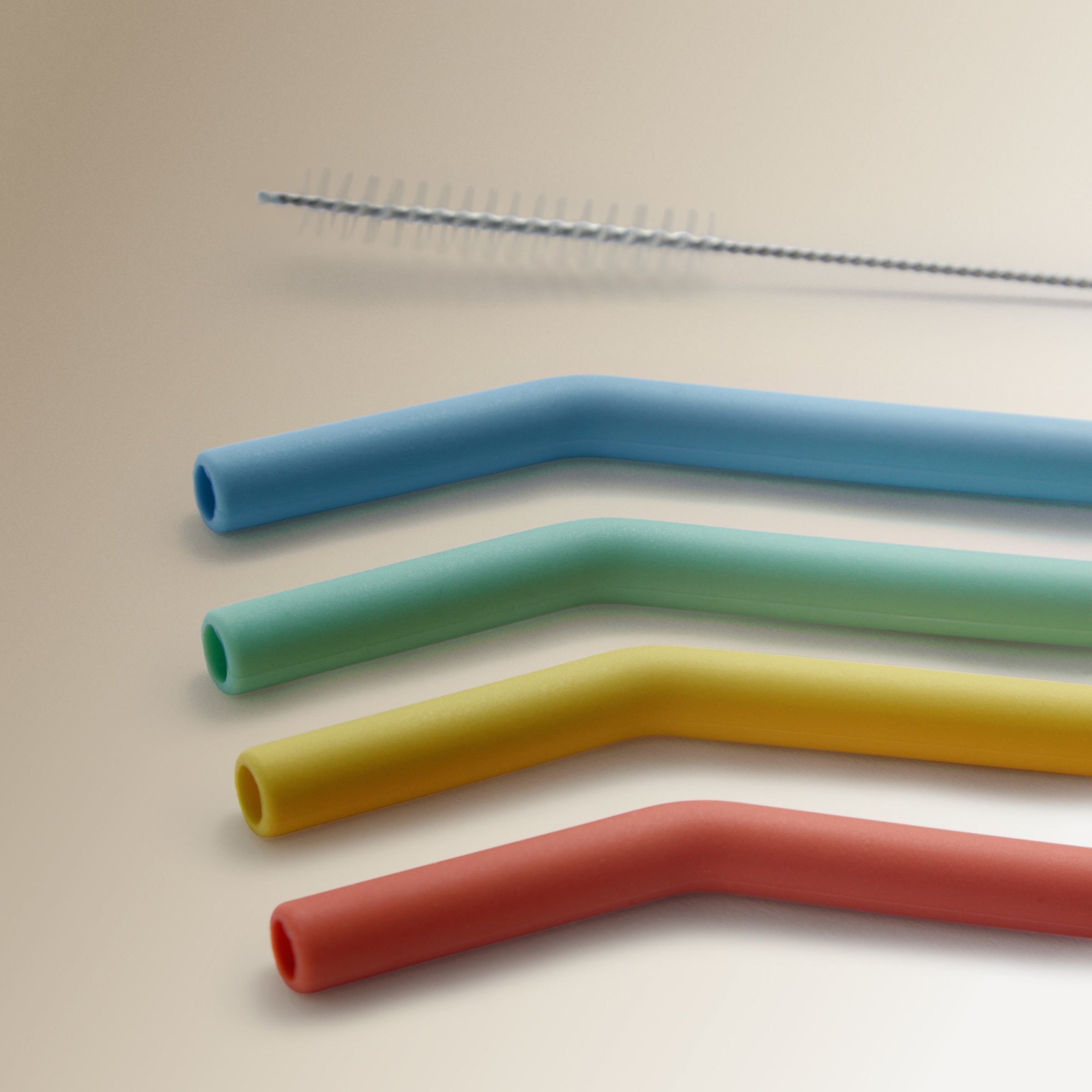 Set 4 pajitas de silicona + cepillo El Corte Inglés Multicolor-2